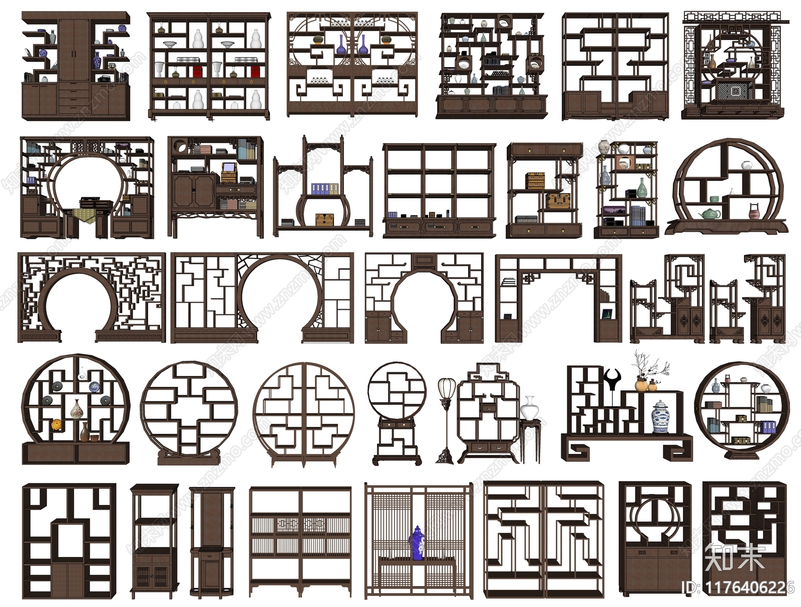 中式博古架3D模型下载【ID:1176406226】