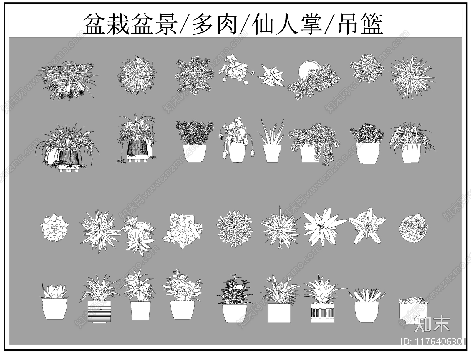 现代综合植物图库施工图下载【ID:1176406301】