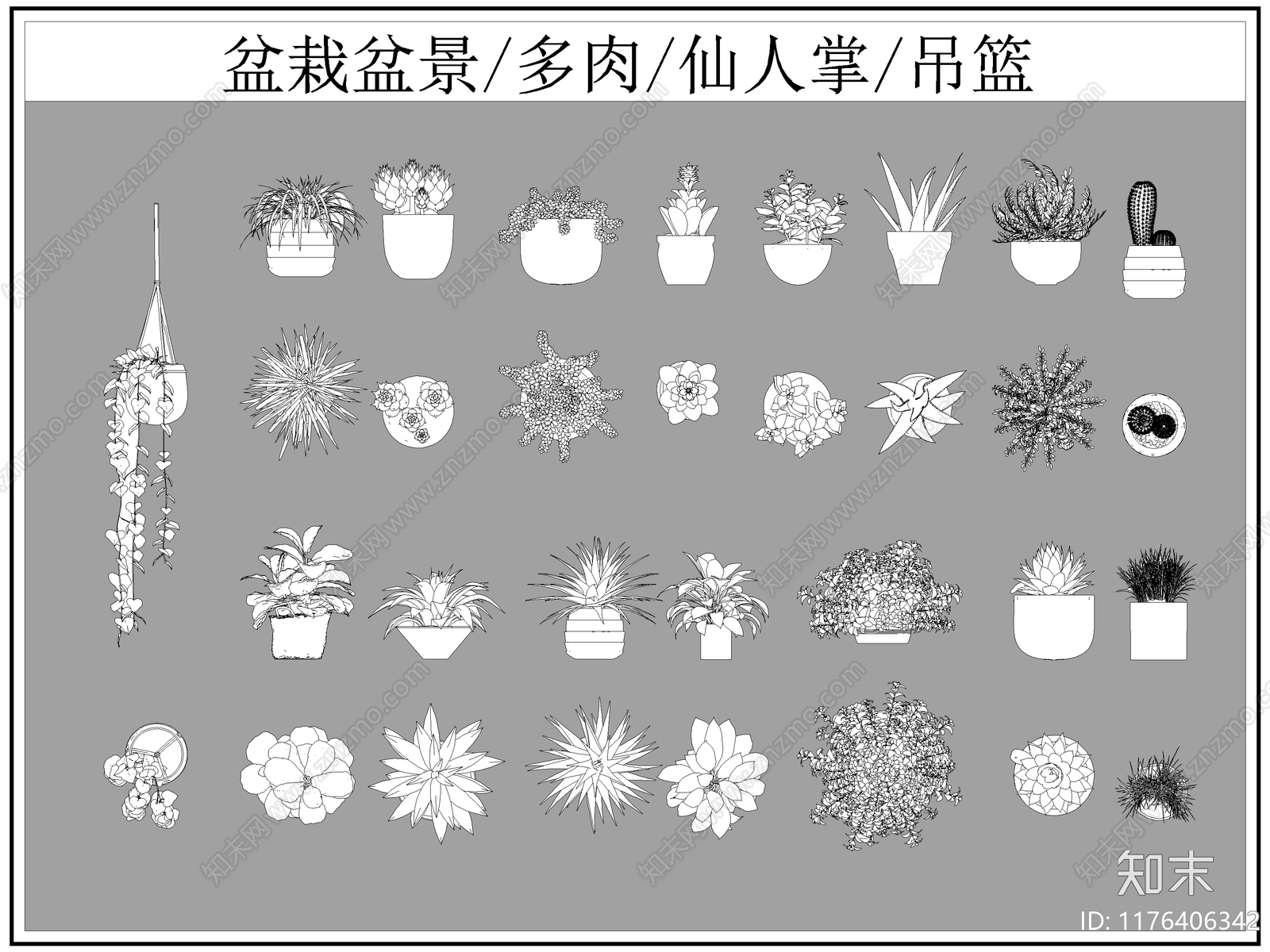 现代综合植物图库cad施工图下载【ID:1176406342】