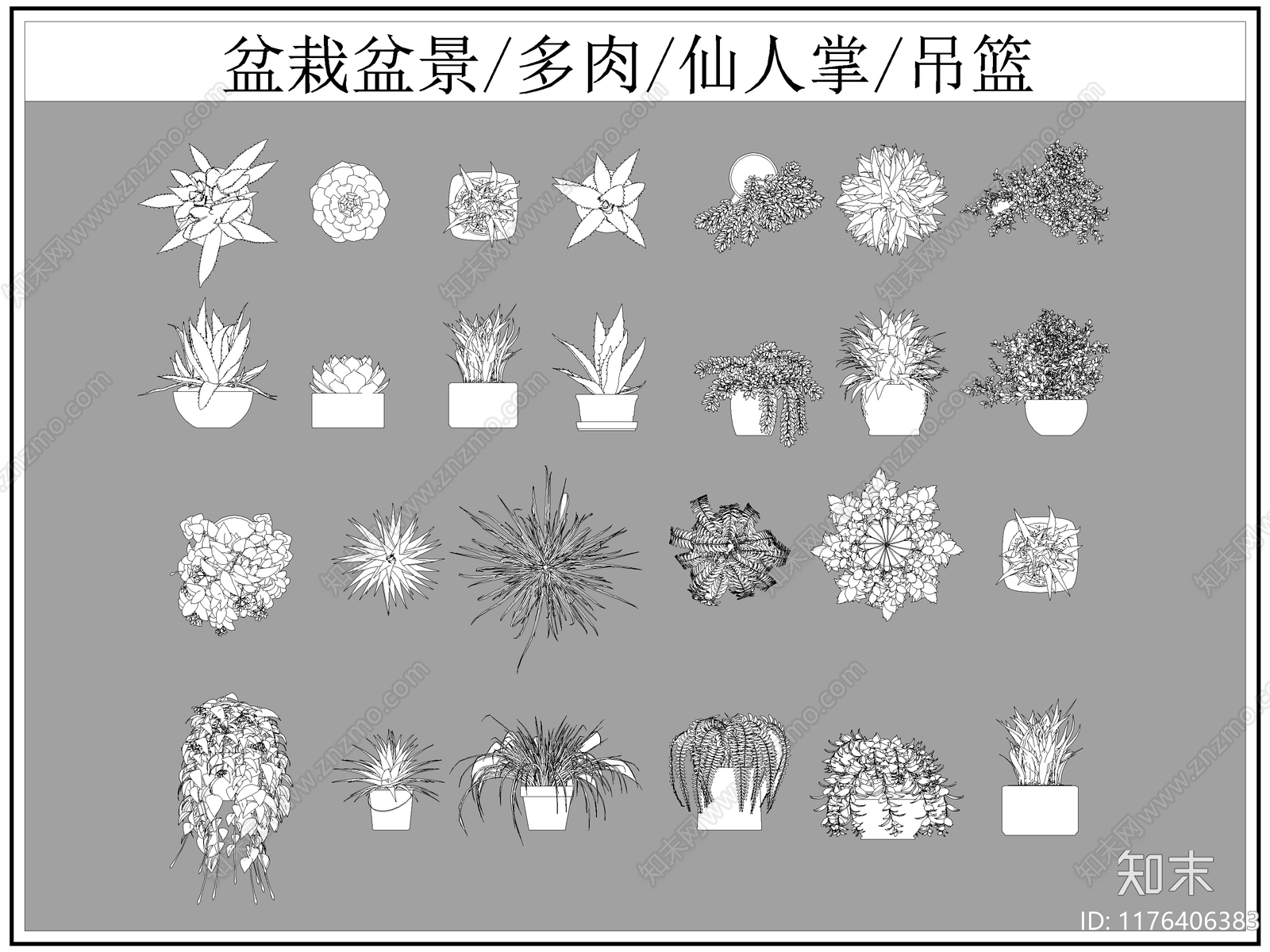 现代综合植物图库施工图下载【ID:1176406383】