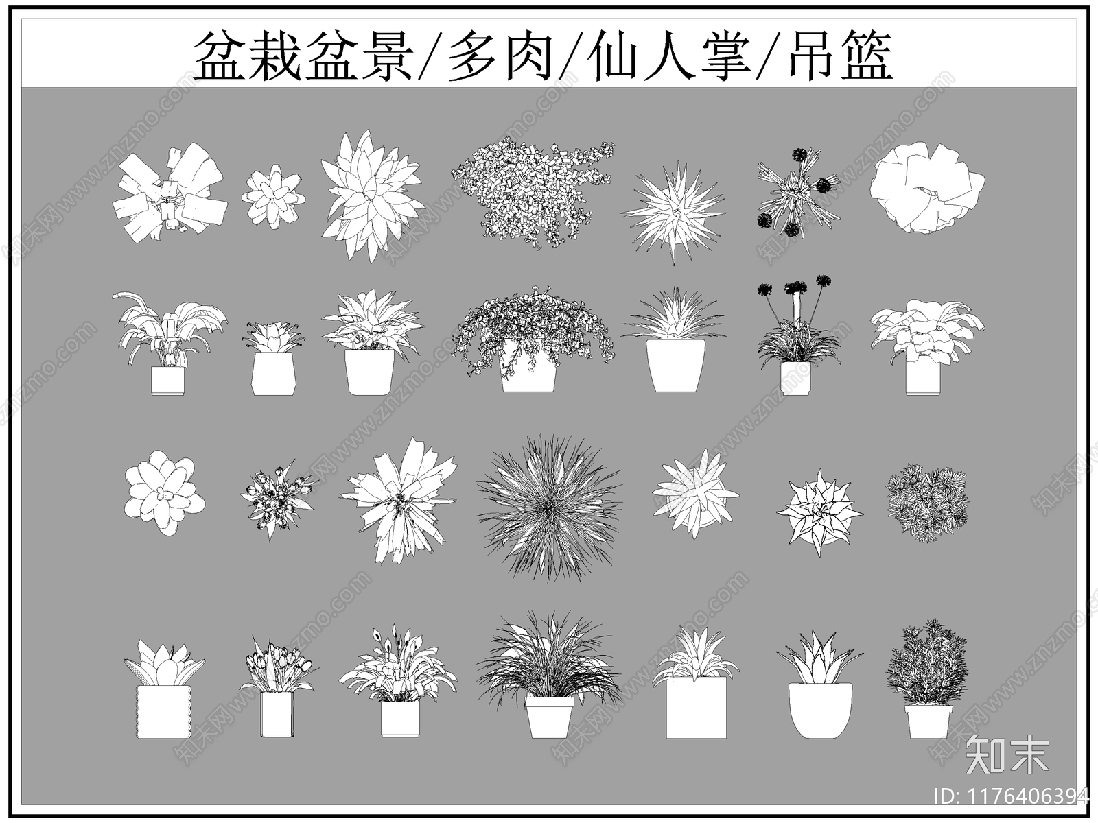 现代综合植物图库施工图下载【ID:1176406394】