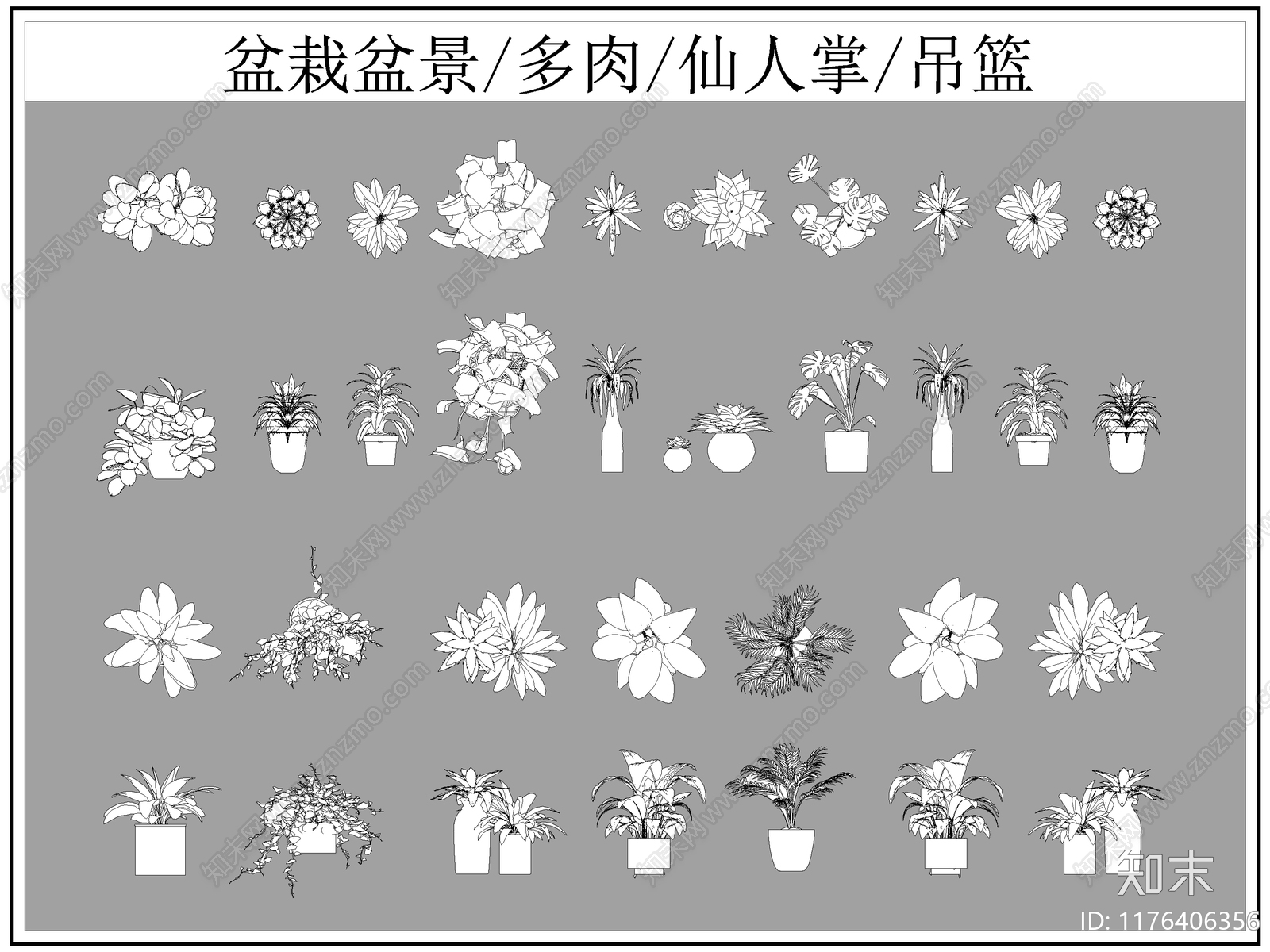 现代综合植物图库施工图下载【ID:1176406356】