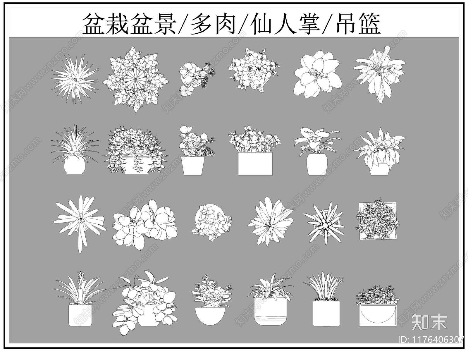 现代综合植物图库施工图下载【ID:1176406307】