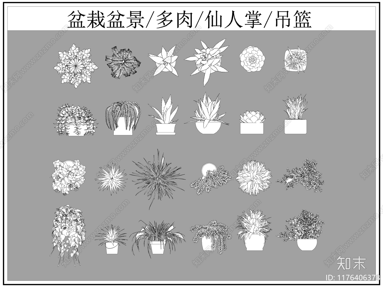 现代综合植物图库施工图下载【ID:1176406378】