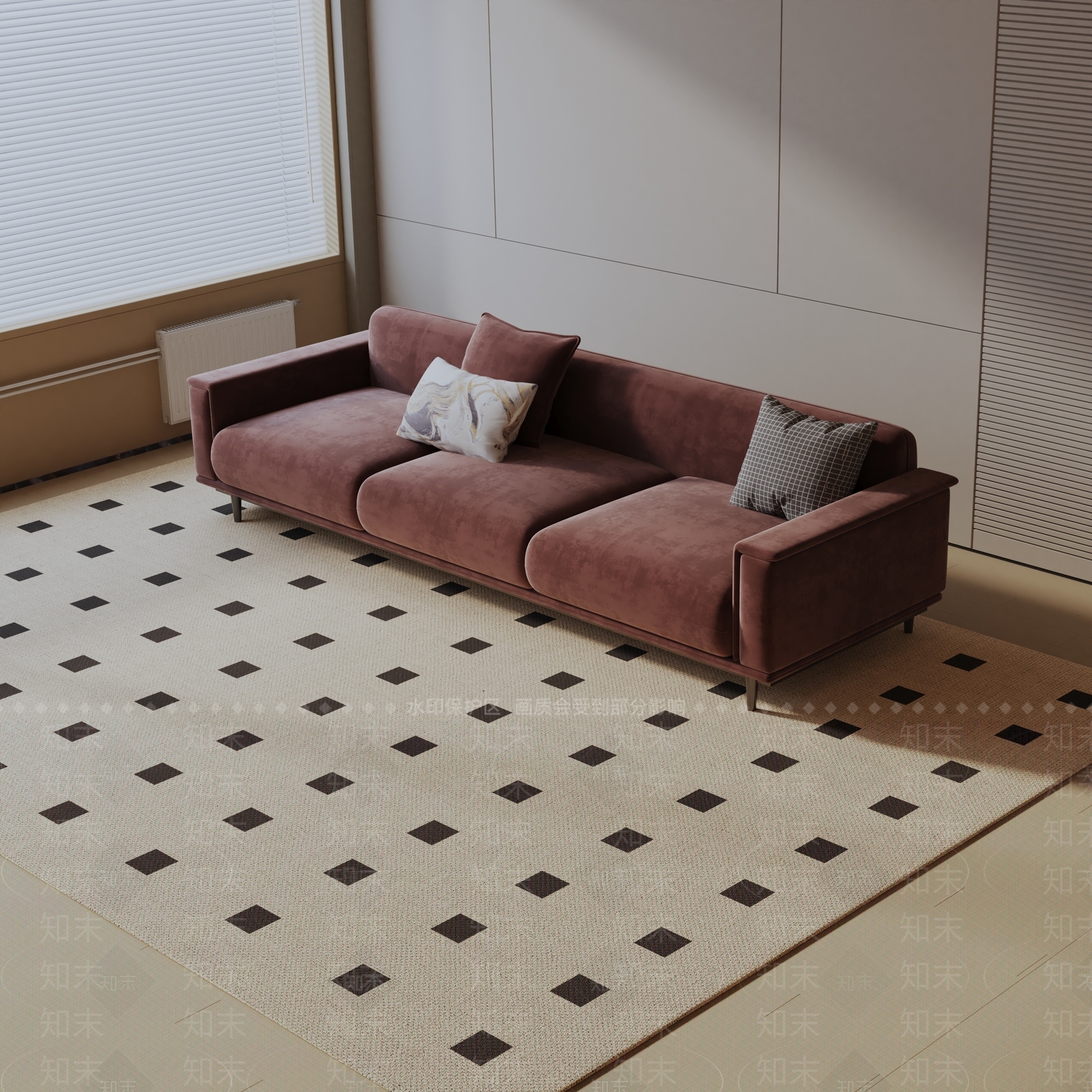现代三人沙发3D模型下载【ID:1176410318】_知末3d模型网