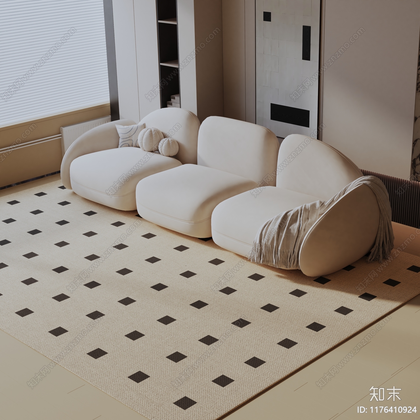 现代三人沙发3D模型下载【ID:1176410924】