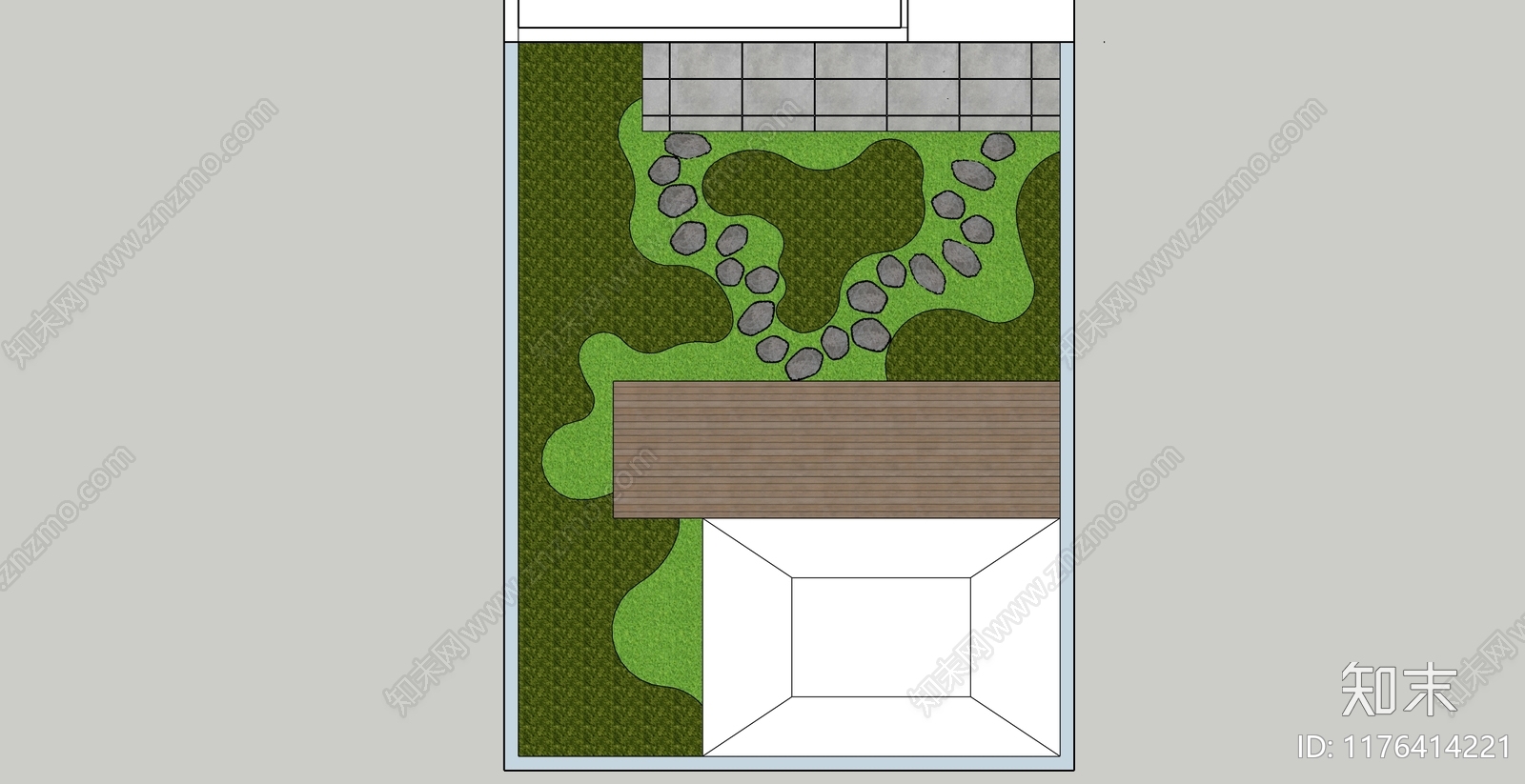 现代新中式别墅庭院SU模型下载【ID:1176414221】