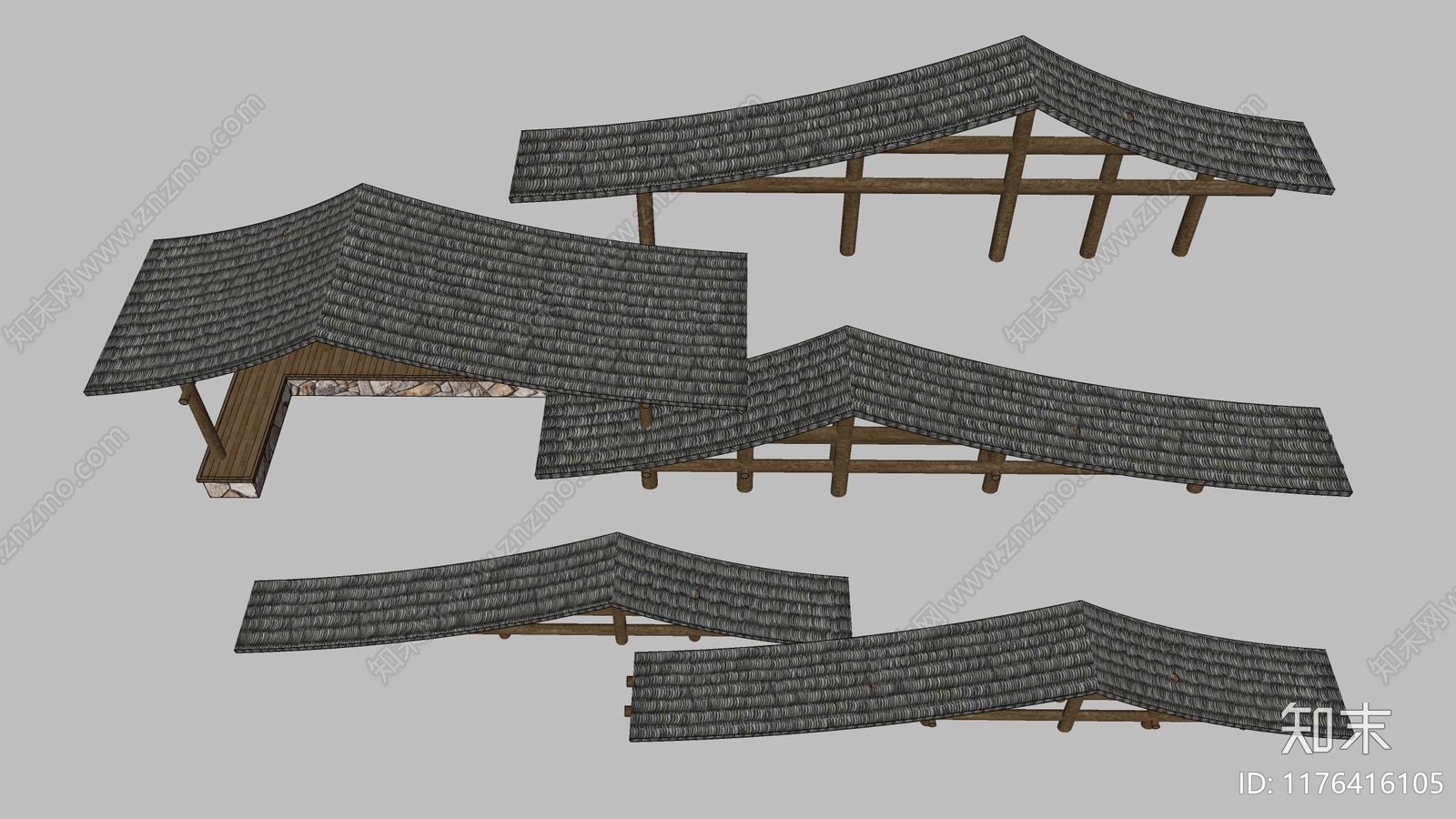 现代屋檐SU模型下载【ID:1176416105】