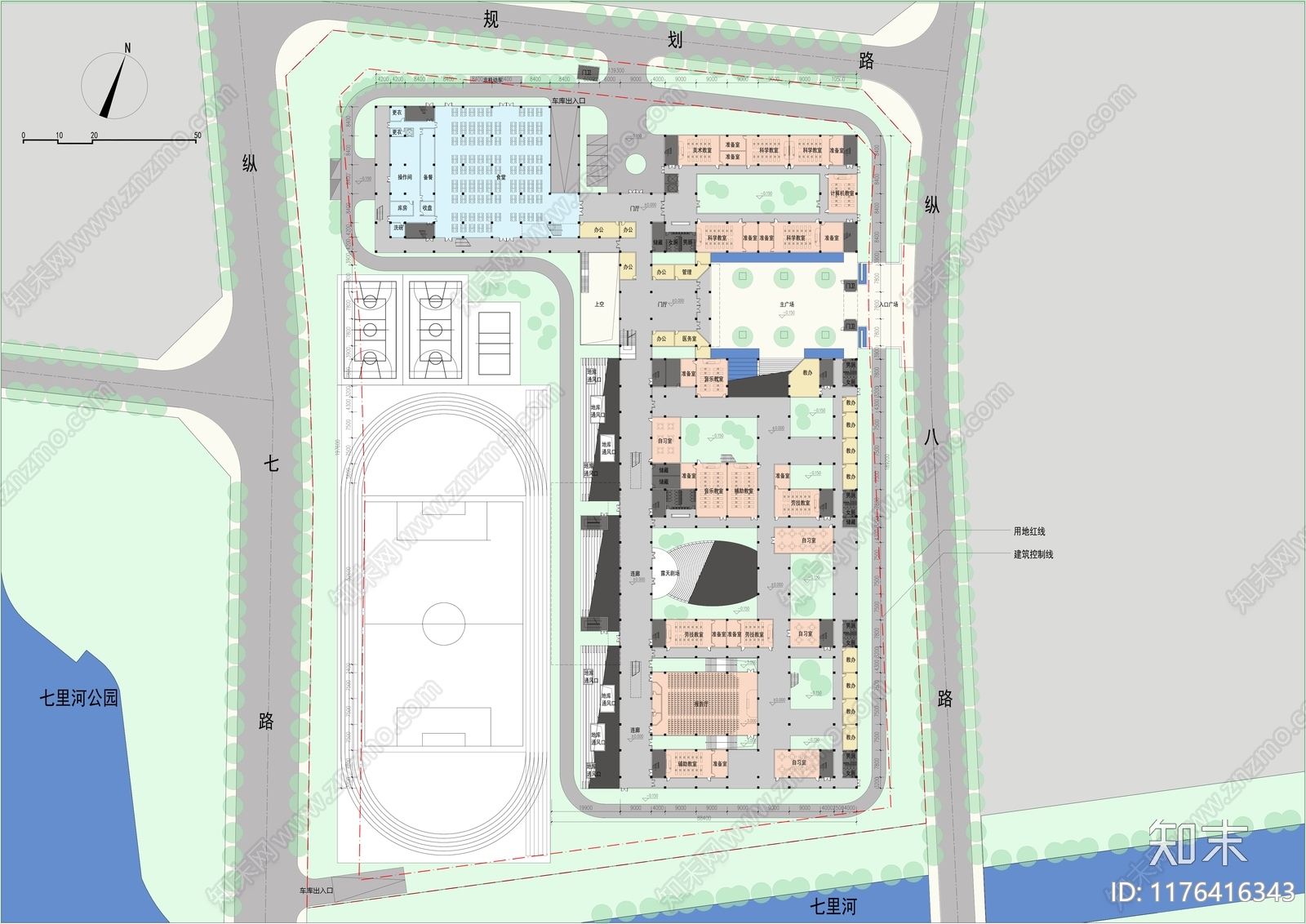 现代学校建筑cad施工图下载【ID:1176416343】