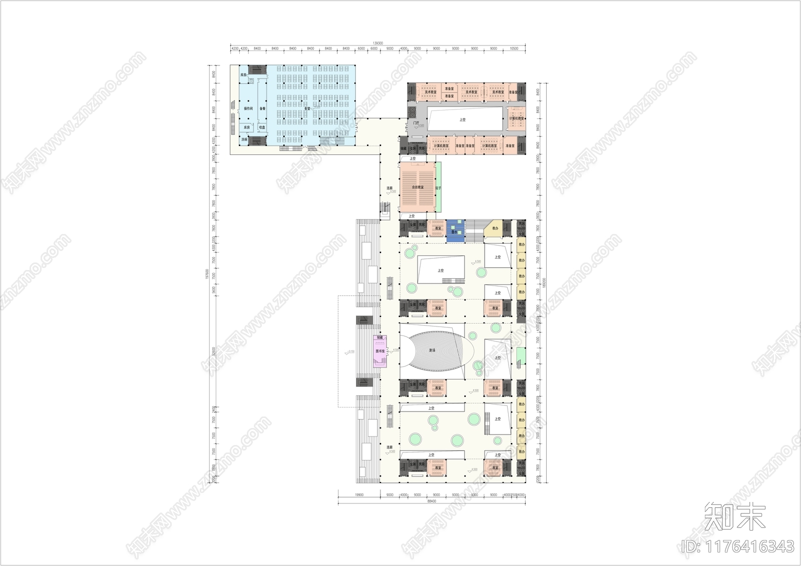 现代学校建筑cad施工图下载【ID:1176416343】