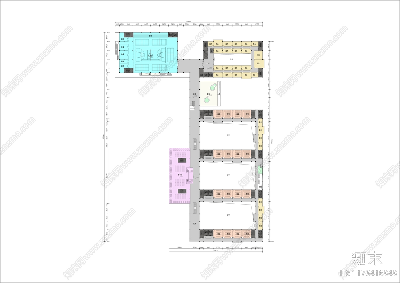 现代学校建筑cad施工图下载【ID:1176416343】