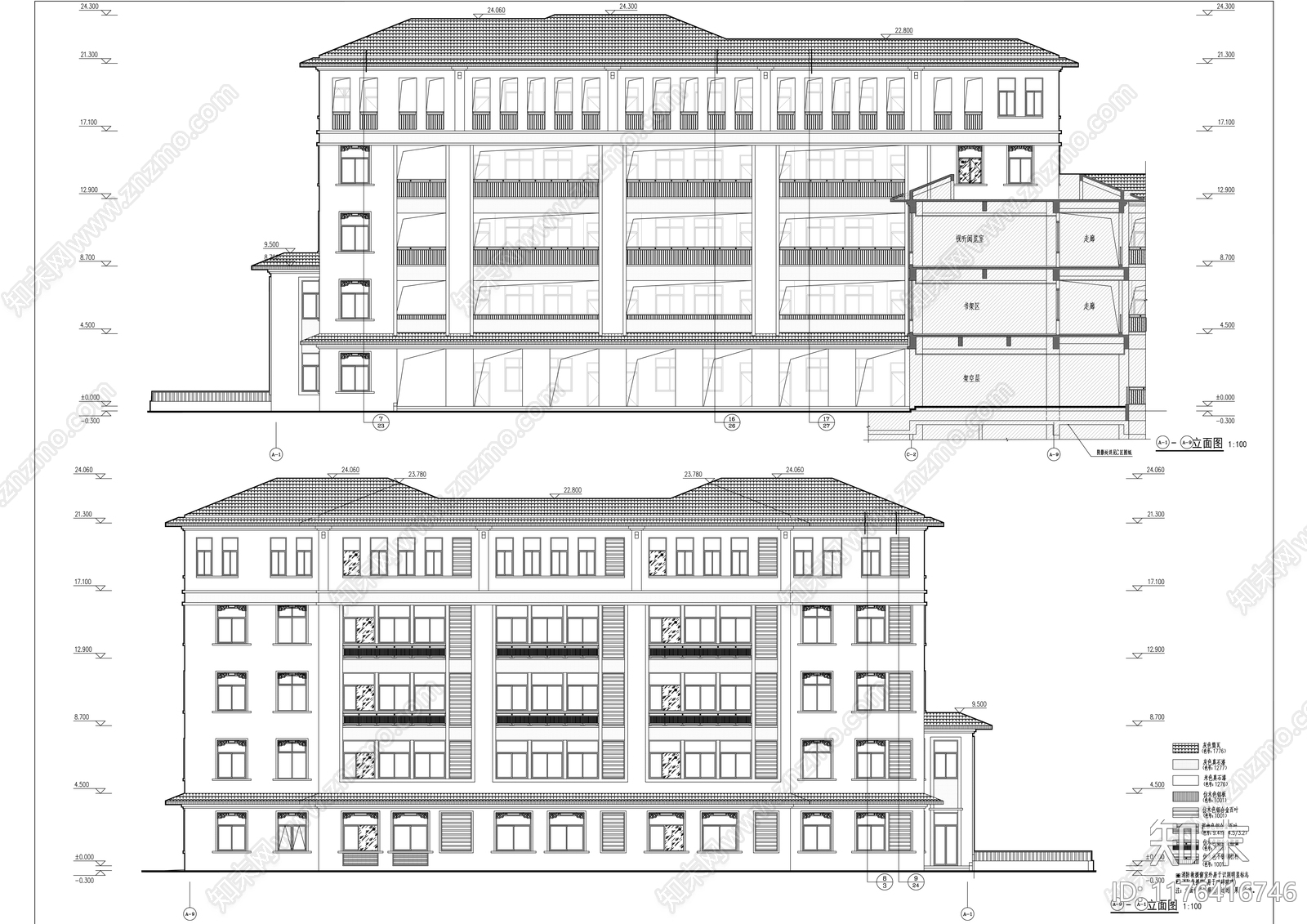 新中式学校建筑cad施工图下载【ID:1176416746】