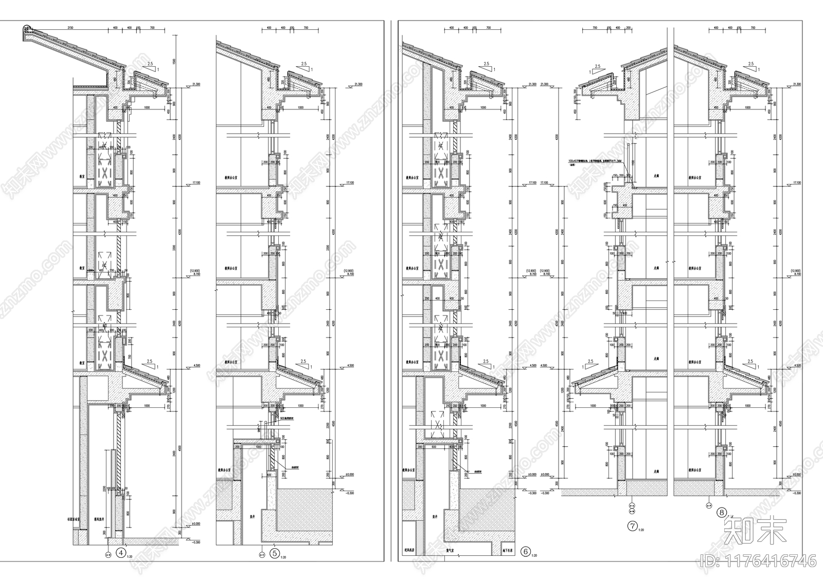 新中式学校建筑cad施工图下载【ID:1176416746】