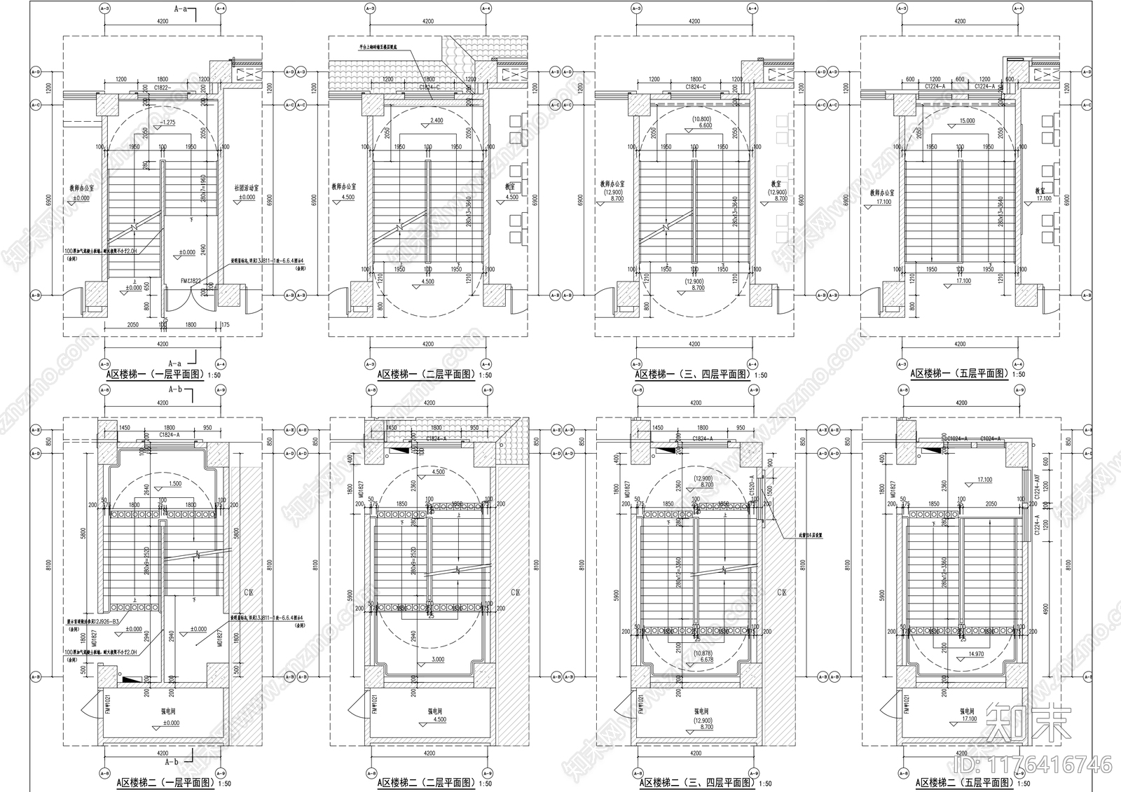 新中式学校建筑cad施工图下载【ID:1176416746】
