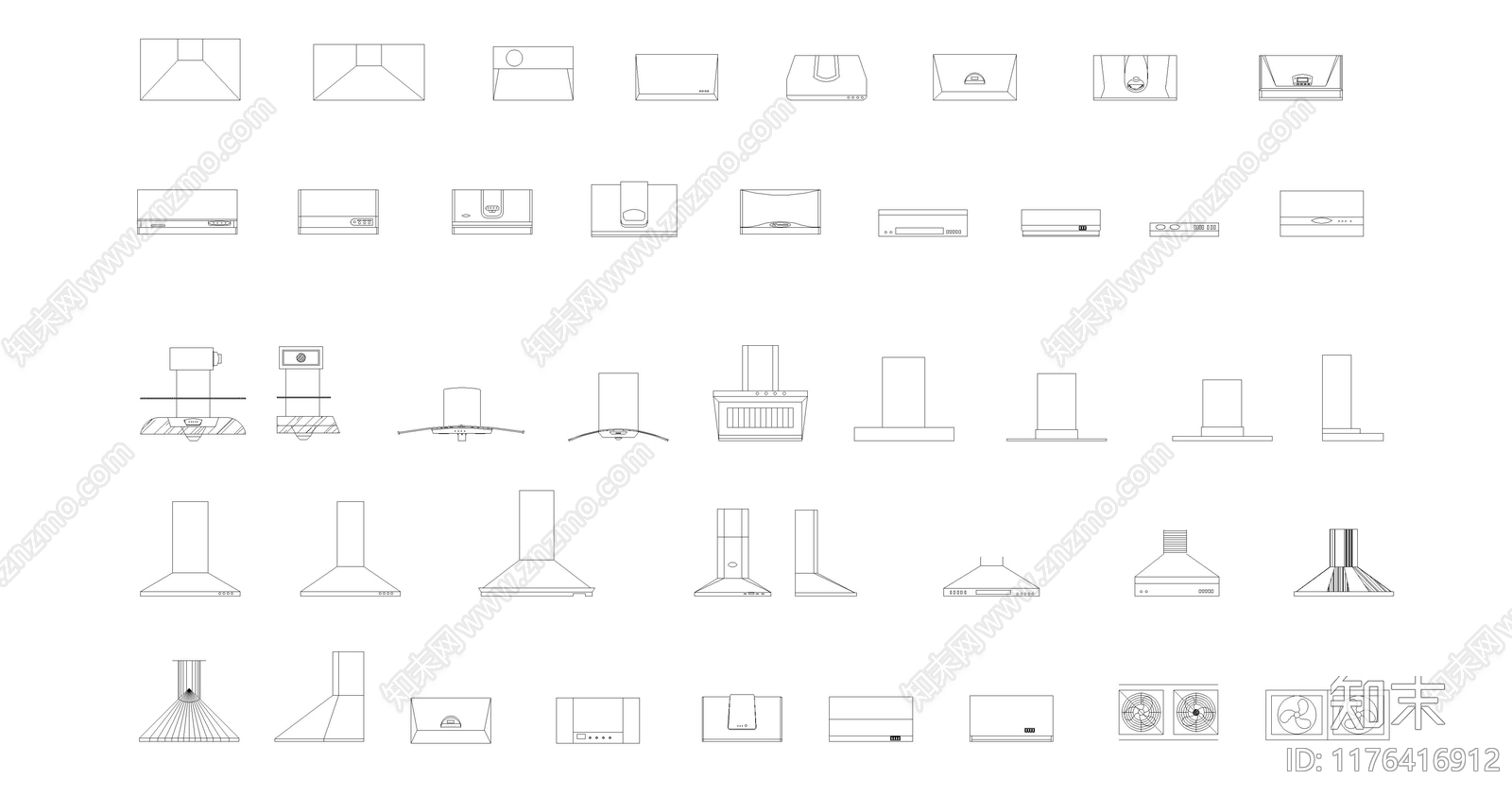 现代厨房设施施工图下载【ID:1176416912】