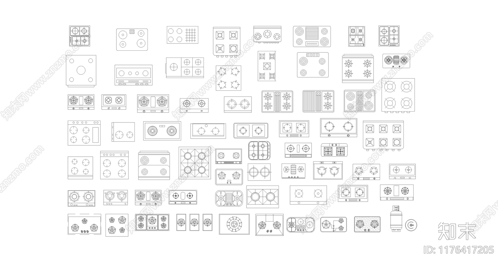 现代厨房设施施工图下载【ID:1176417205】