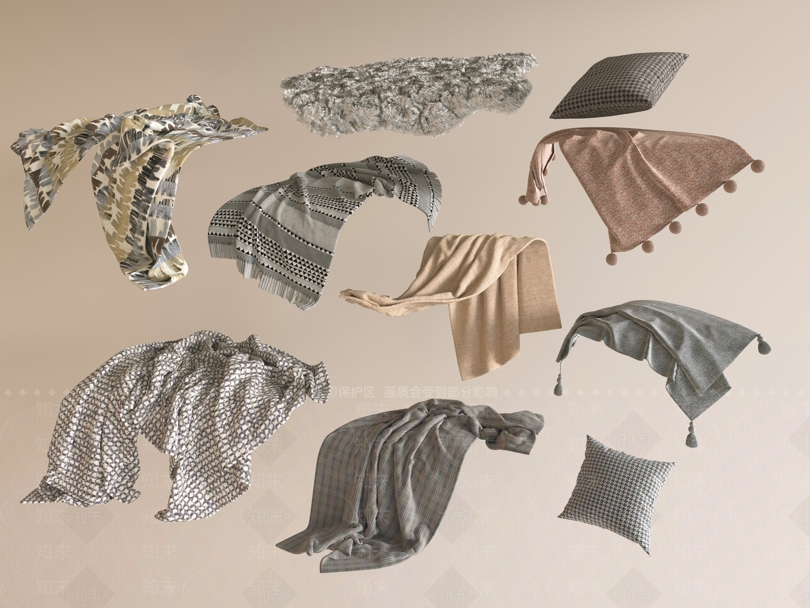 现代床品SU模型下载【ID:1176418953】