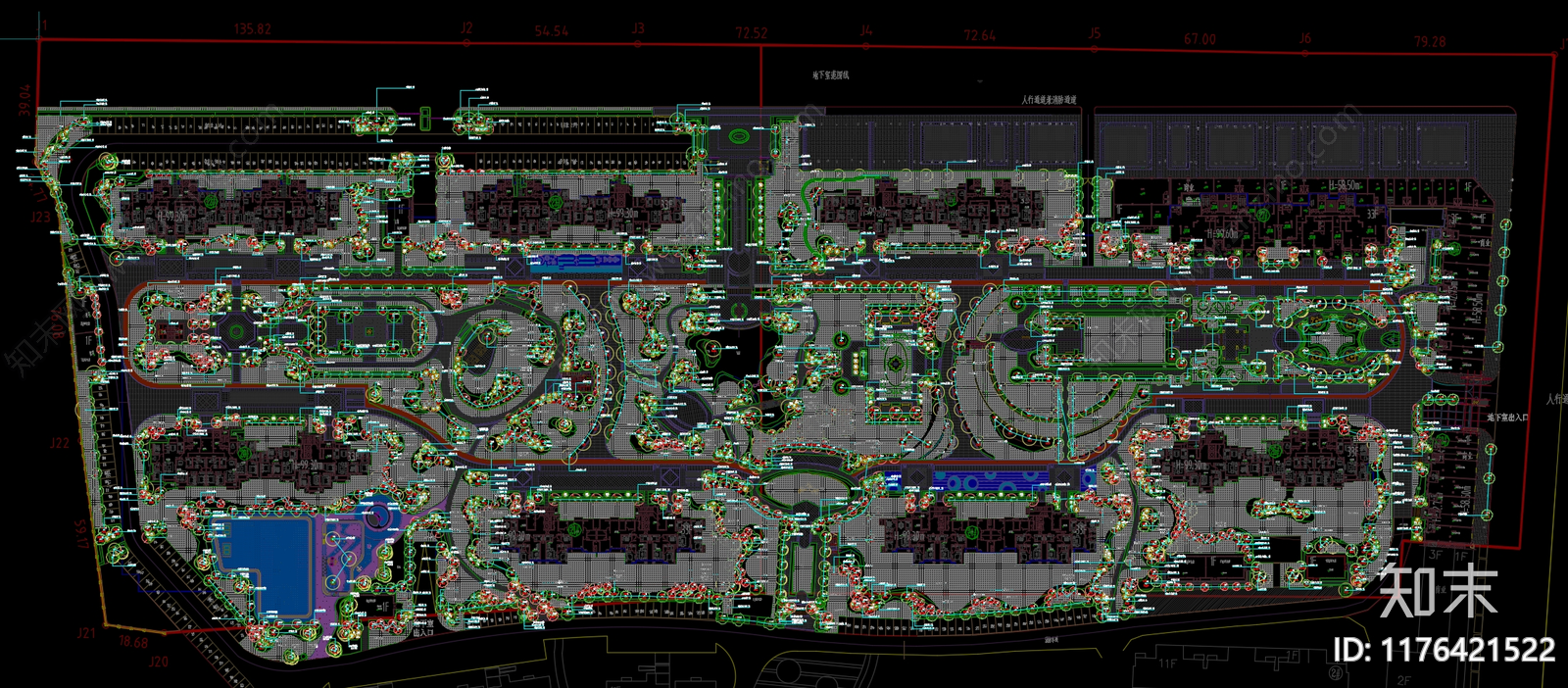 欧式现代小区景观施工图下载【ID:1176421522】