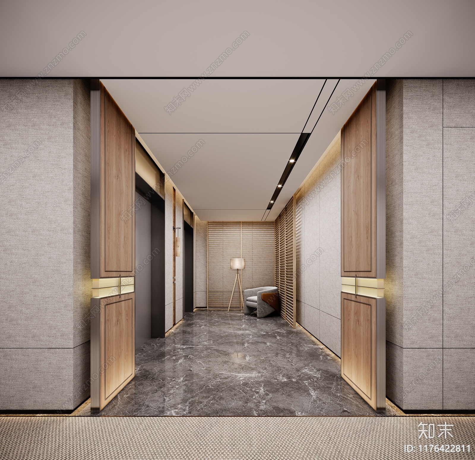 现代新中式酒店3D模型下载【ID:1176422811】