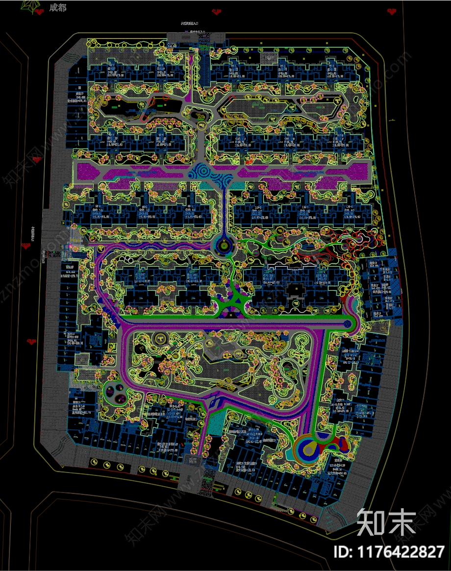 现代新中式小区景观施工图下载【ID:1176422827】