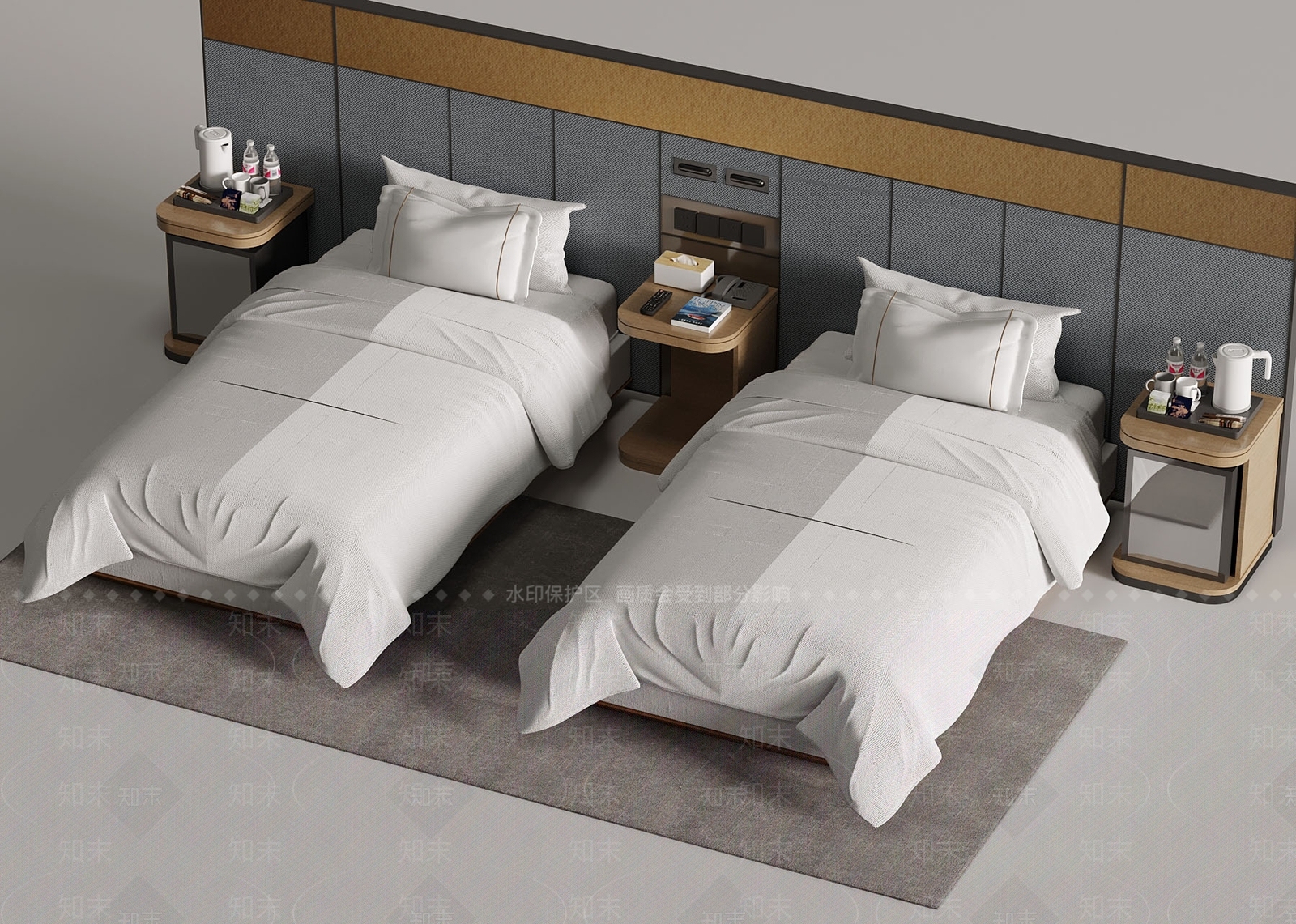 现代单人床SU模型下载【ID:1176424897】