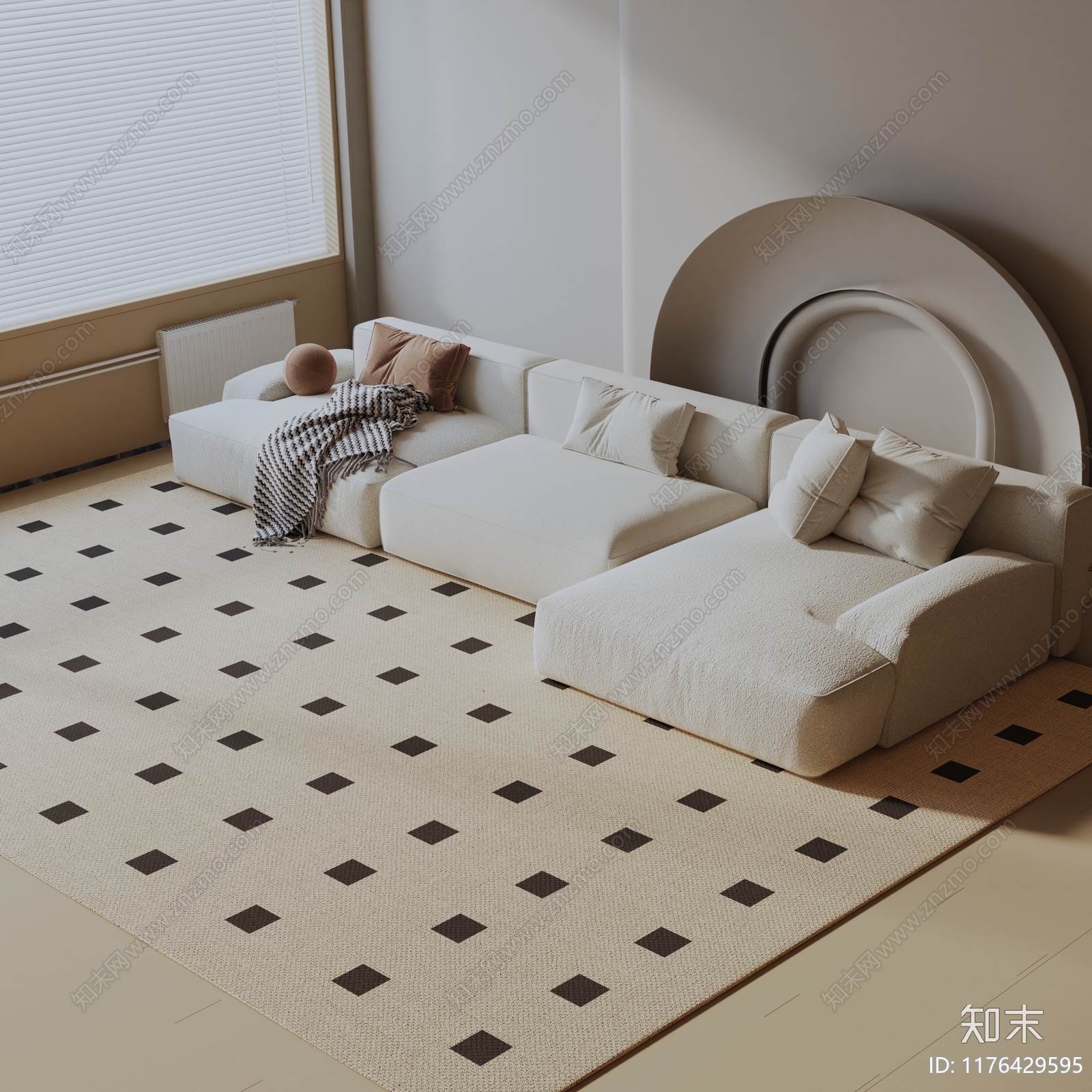 现代三人沙发3D模型下载【ID:1176429595】