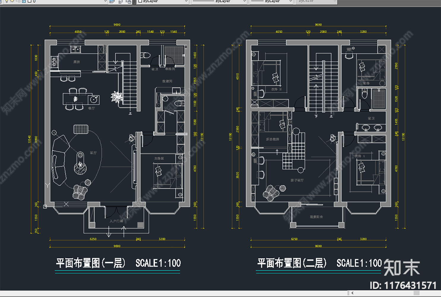 别墅cad施工图下载【ID:1176431571】