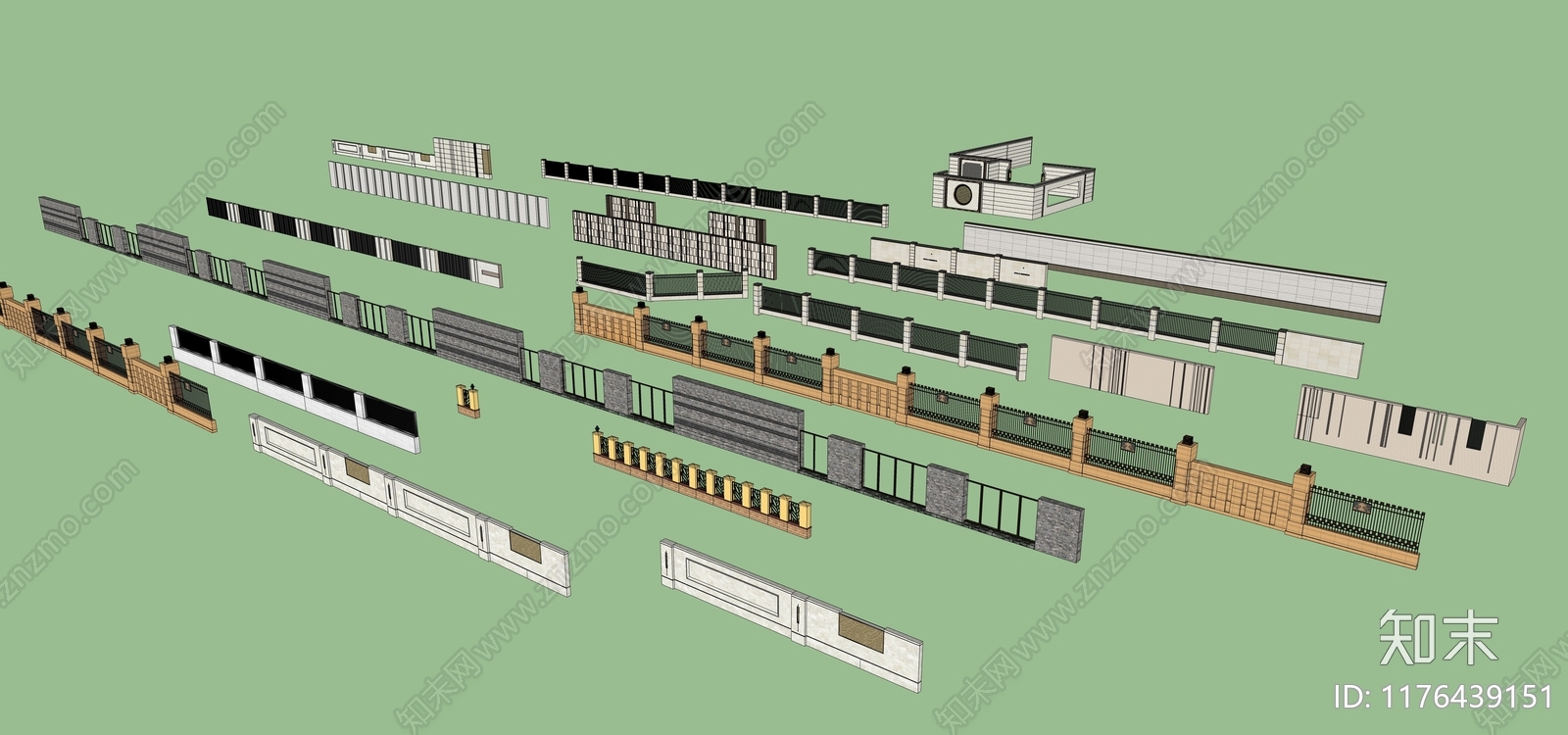 现代欧式围墙SU模型下载【ID:1176439151】