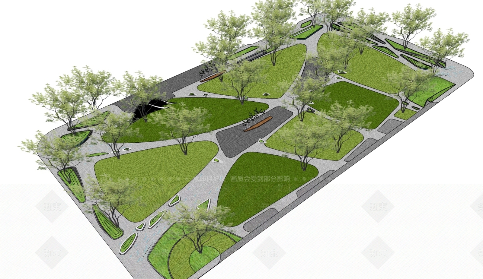 现代景观公园SU模型下载【ID:1176445800】
