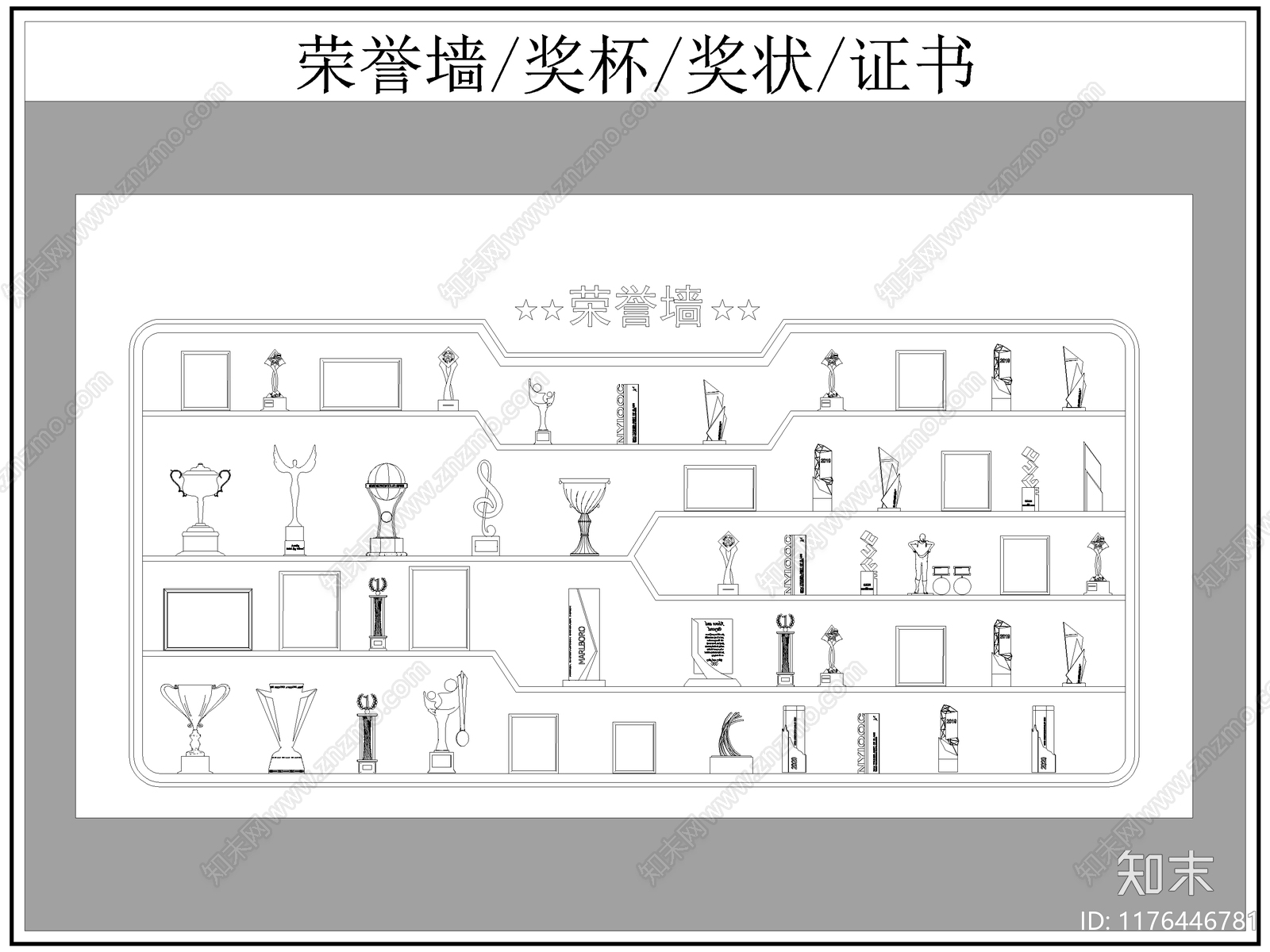 现代背景墙cad施工图下载【ID:1176446781】