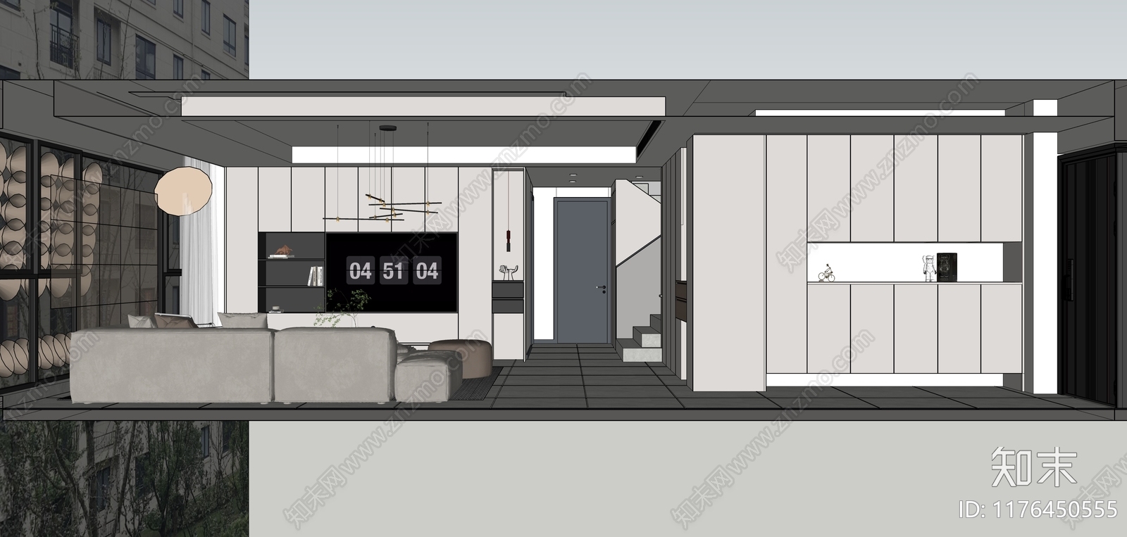 现代家居客厅SU模型下载【ID:1176450555】