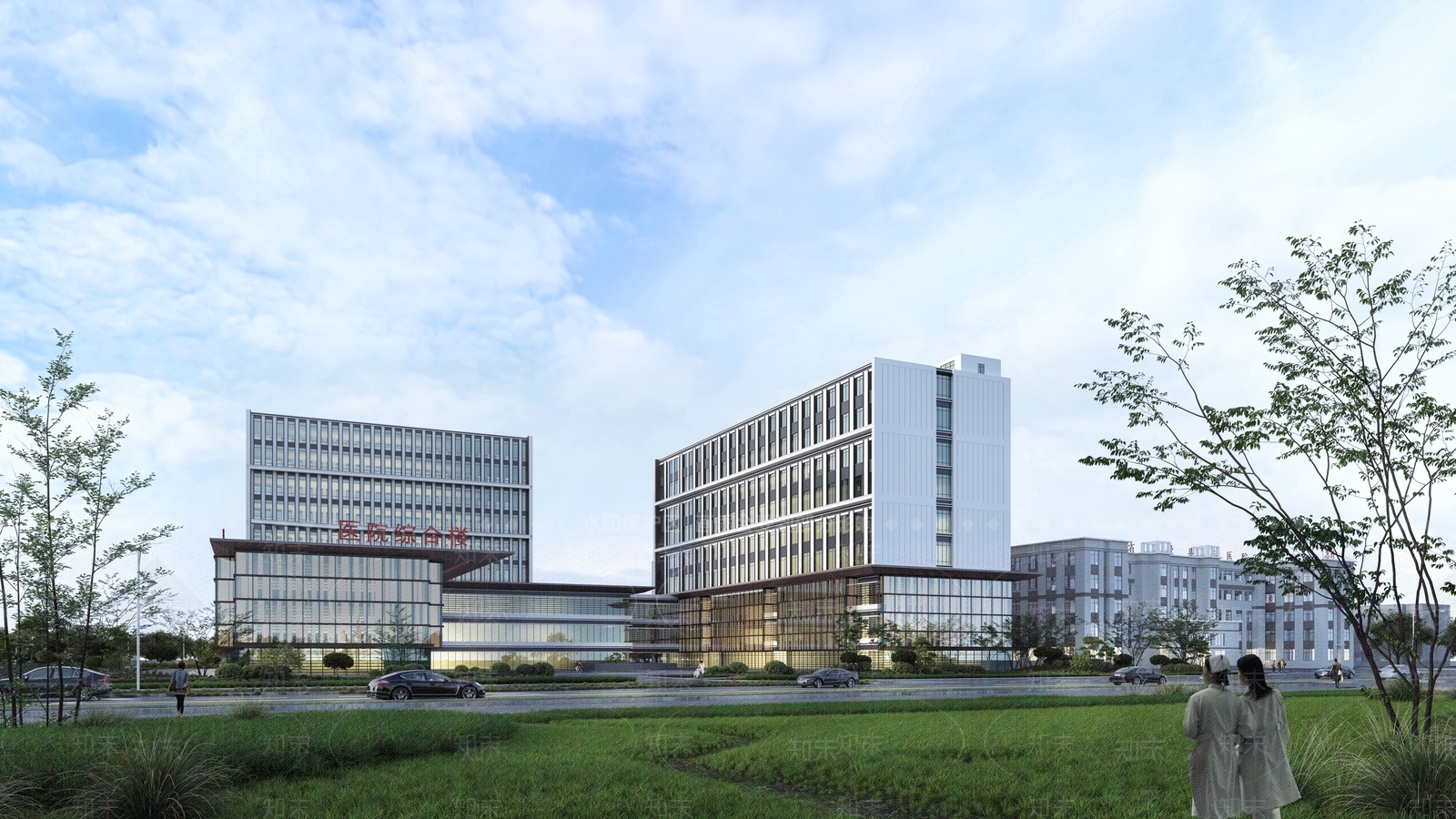 现代医院建筑SU模型下载【ID:1176454756】