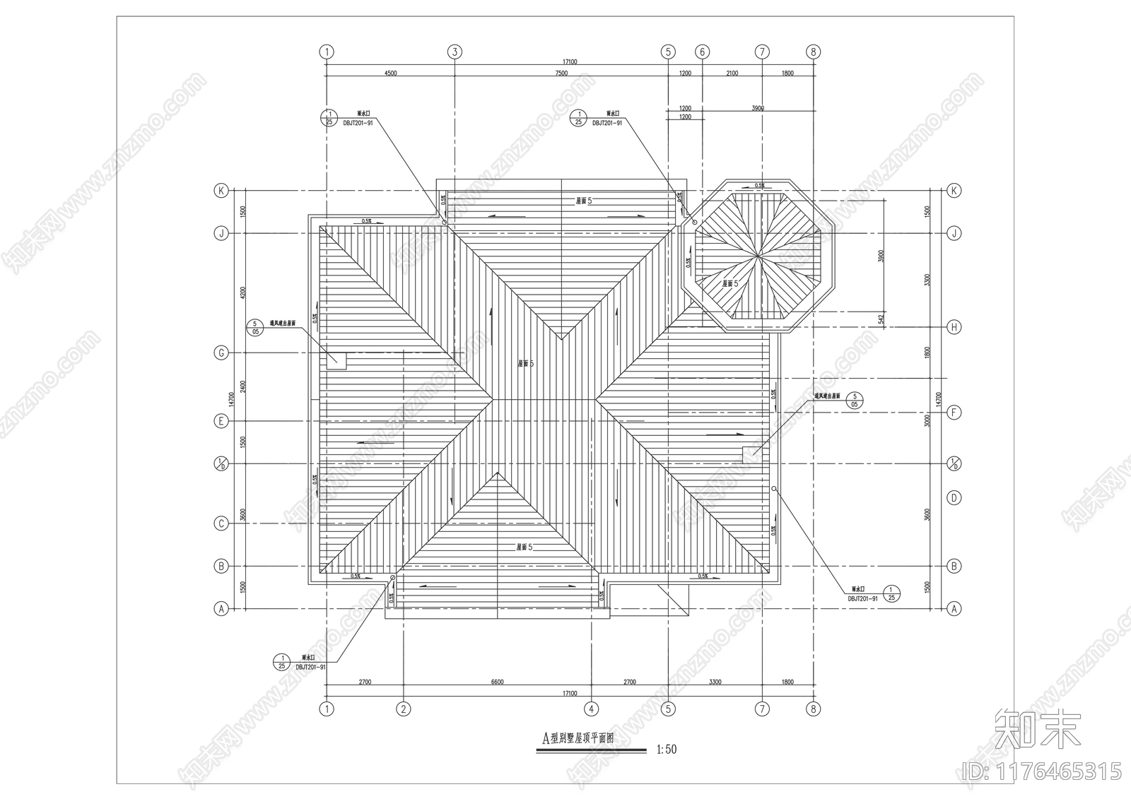 欧式别墅建筑cad施工图下载【ID:1176465315】