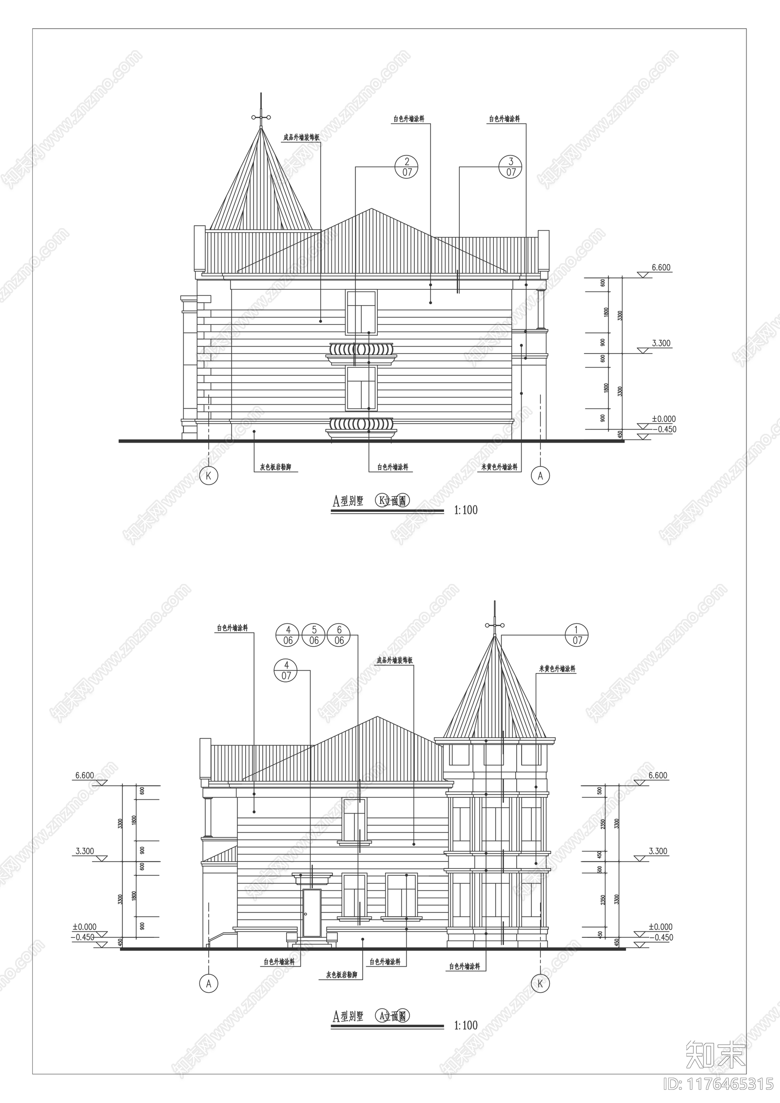 欧式别墅建筑cad施工图下载【ID:1176465315】