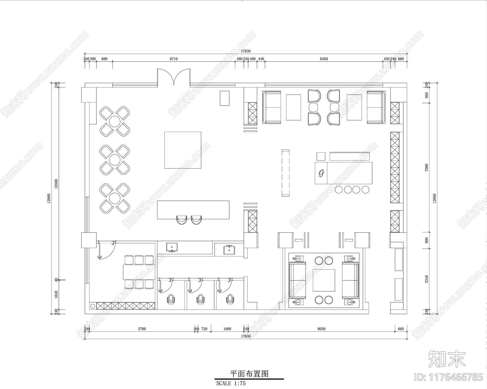 新中式售楼处施工图下载【ID:1176466785】