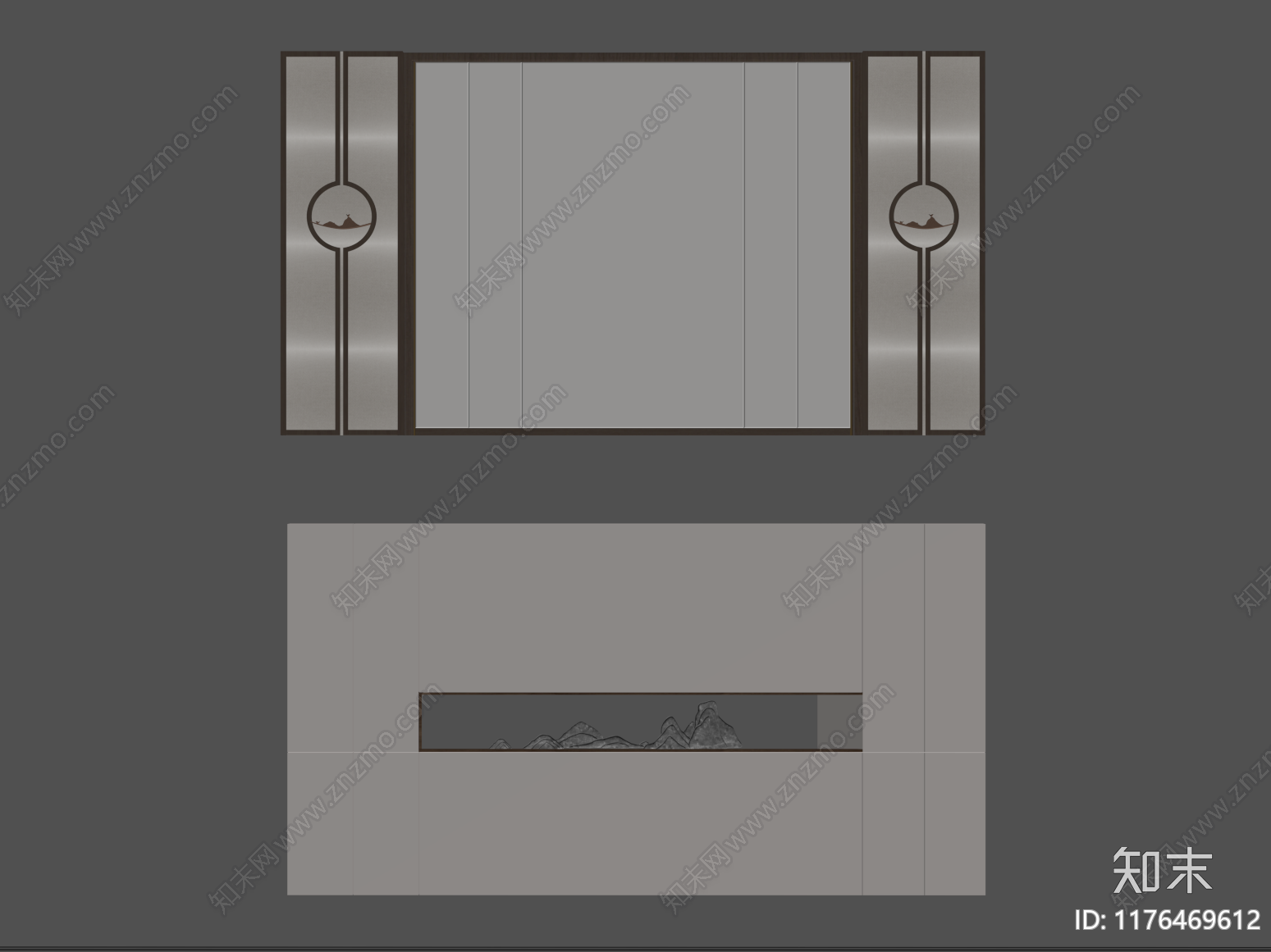 新中式背景墙SU模型下载【ID:1176469612】