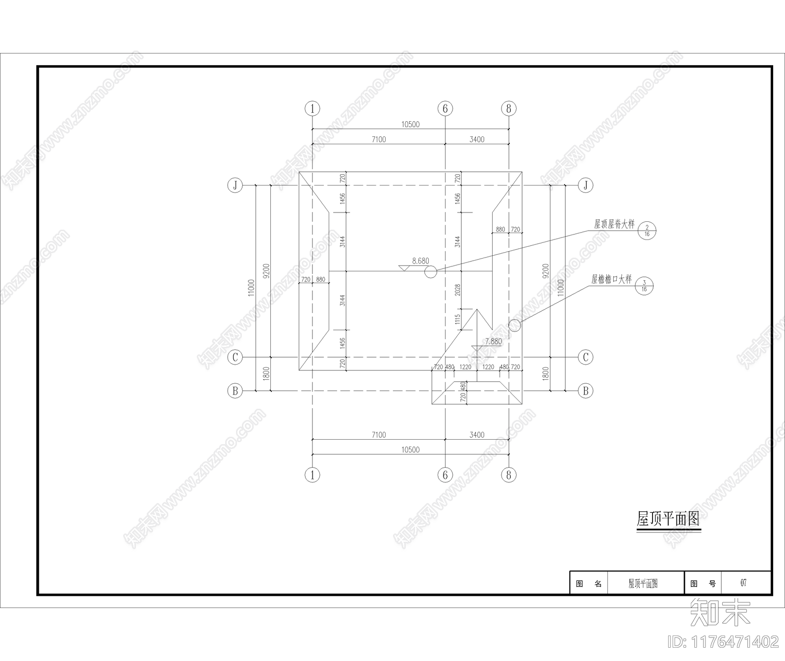 中式新中式别墅建筑cad施工图下载【ID:1176471402】