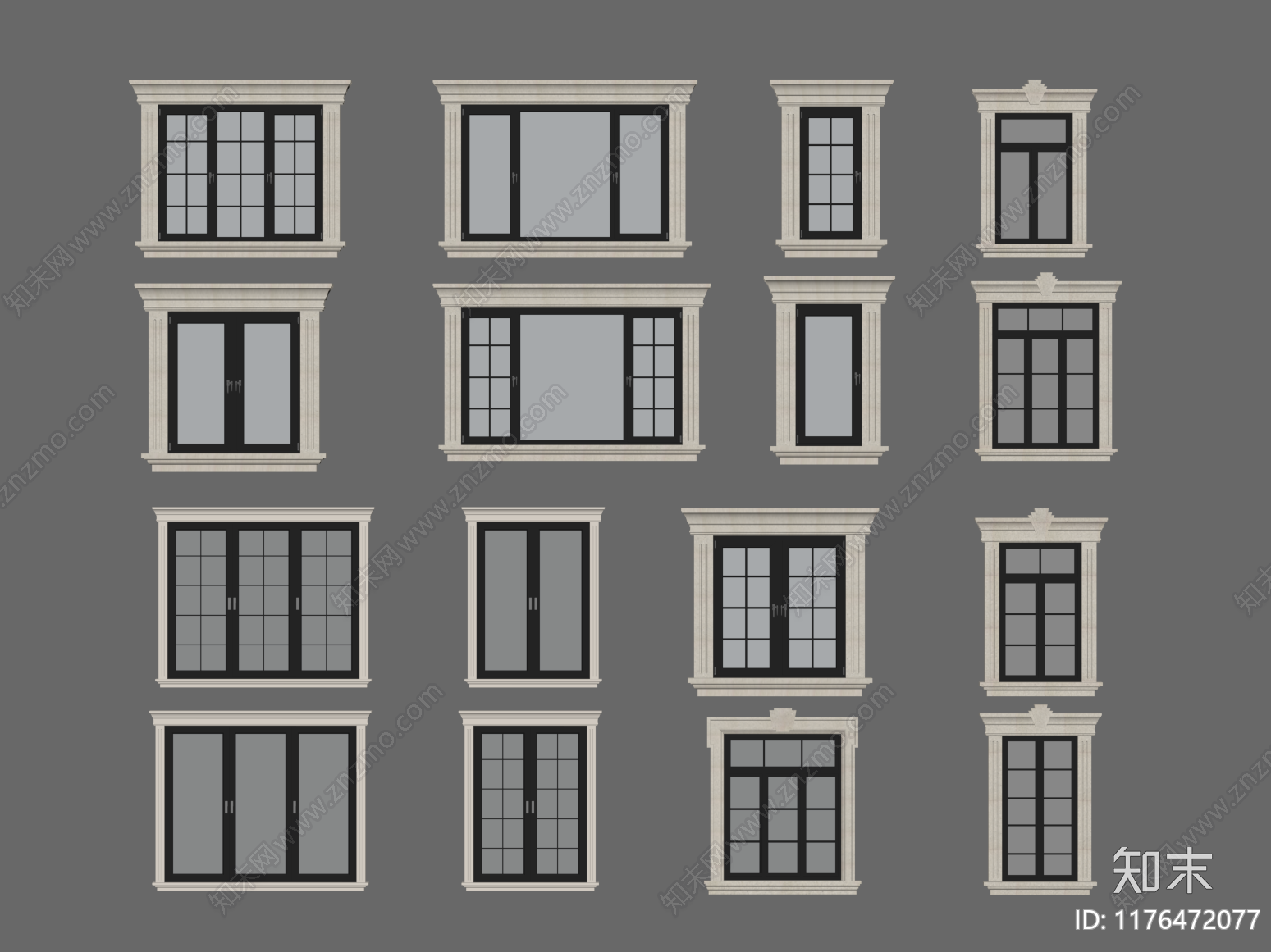 现代窗户组合SU模型下载【ID:1176472077】