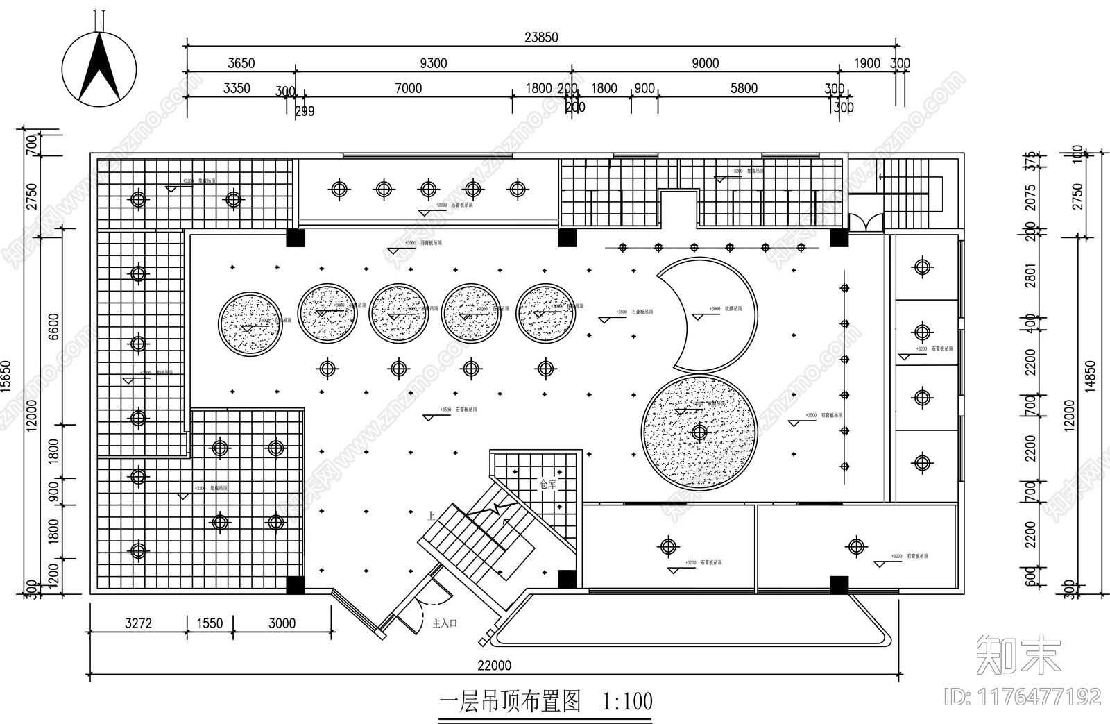 现代西餐厅cad施工图下载【ID:1176477192】