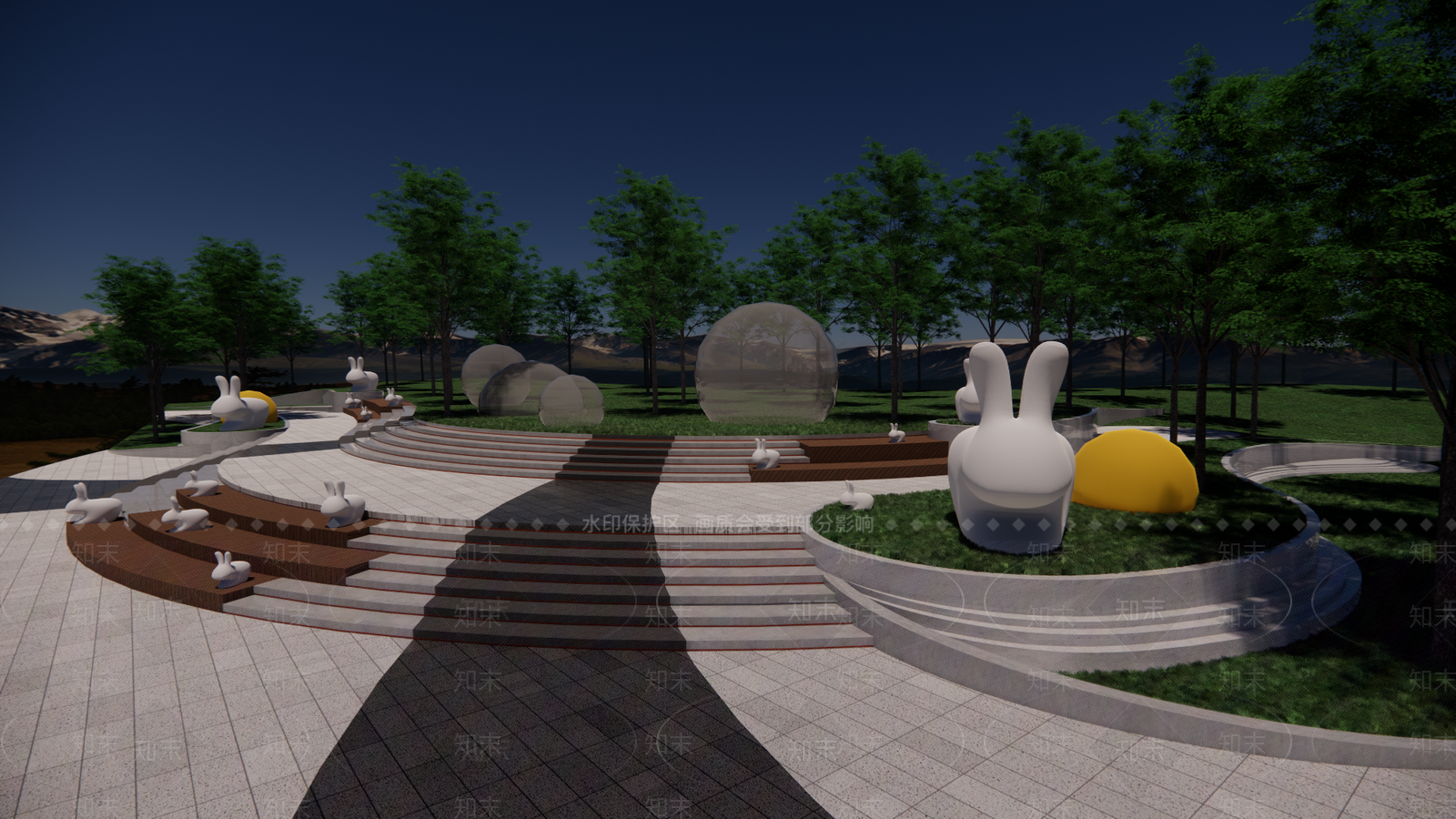 现代景观公园SU模型下载【ID:1176481083】