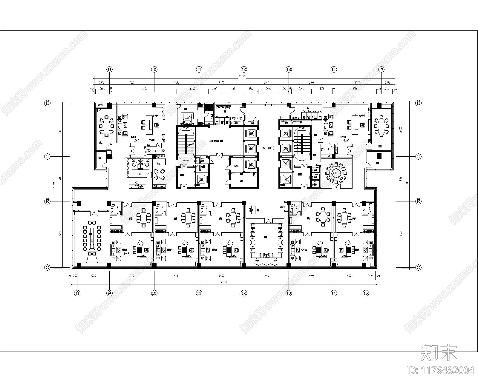 现代整体办公空间cad施工图下载【ID:1176482004】