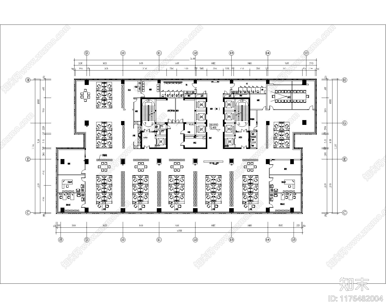 现代整体办公空间cad施工图下载【ID:1176482004】