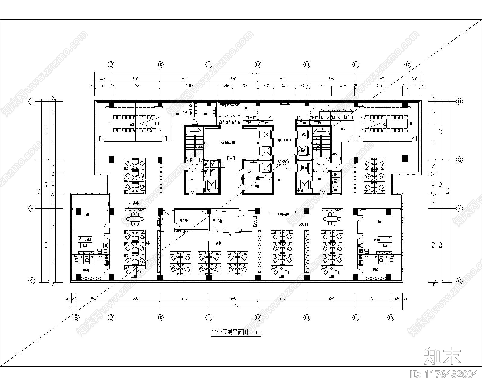 现代整体办公空间cad施工图下载【ID:1176482004】