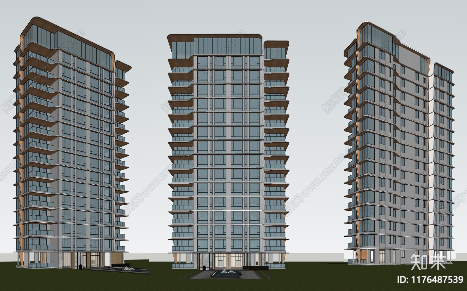 现代高层住宅SU模型下载【ID:1176487539】