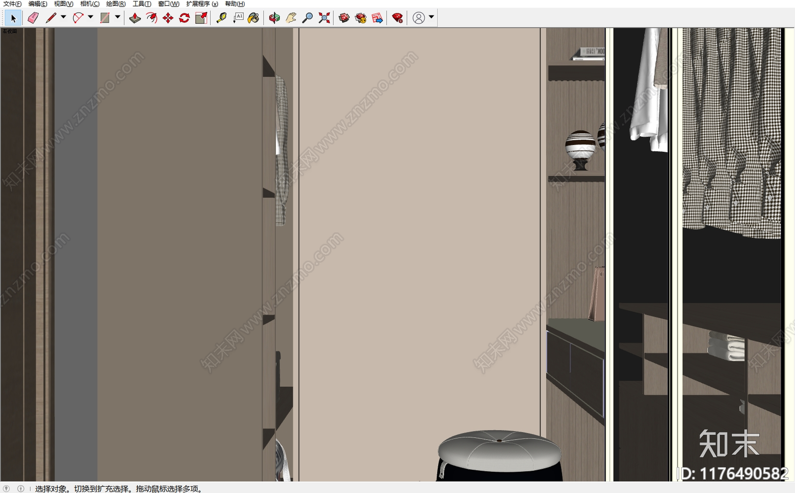 现代衣帽间SU模型下载【ID:1176490582】