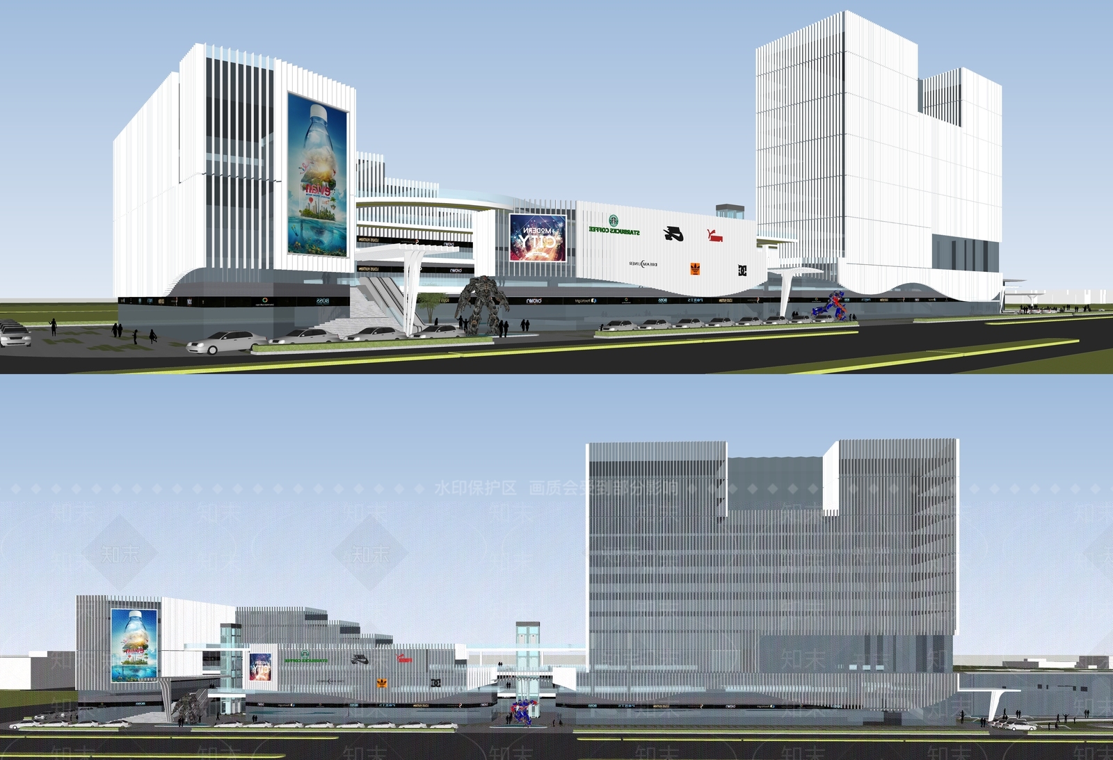 现代商场建筑SU模型下载【ID:1176490929】