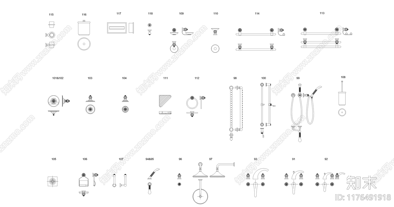 现代卫浴设施施工图下载【ID:1176491918】