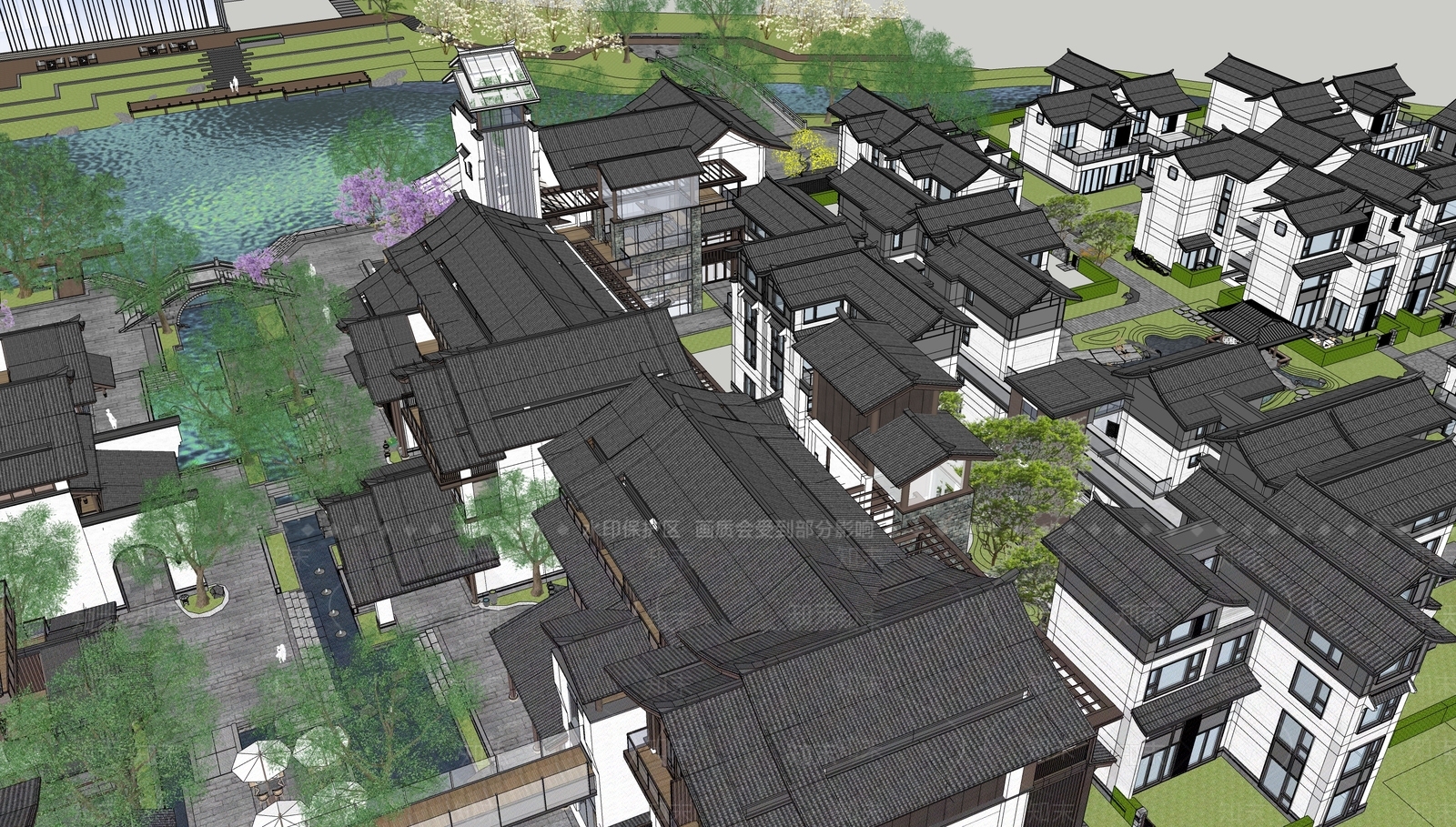 新中式禅意多层住宅SU模型下载【ID:1176494095】