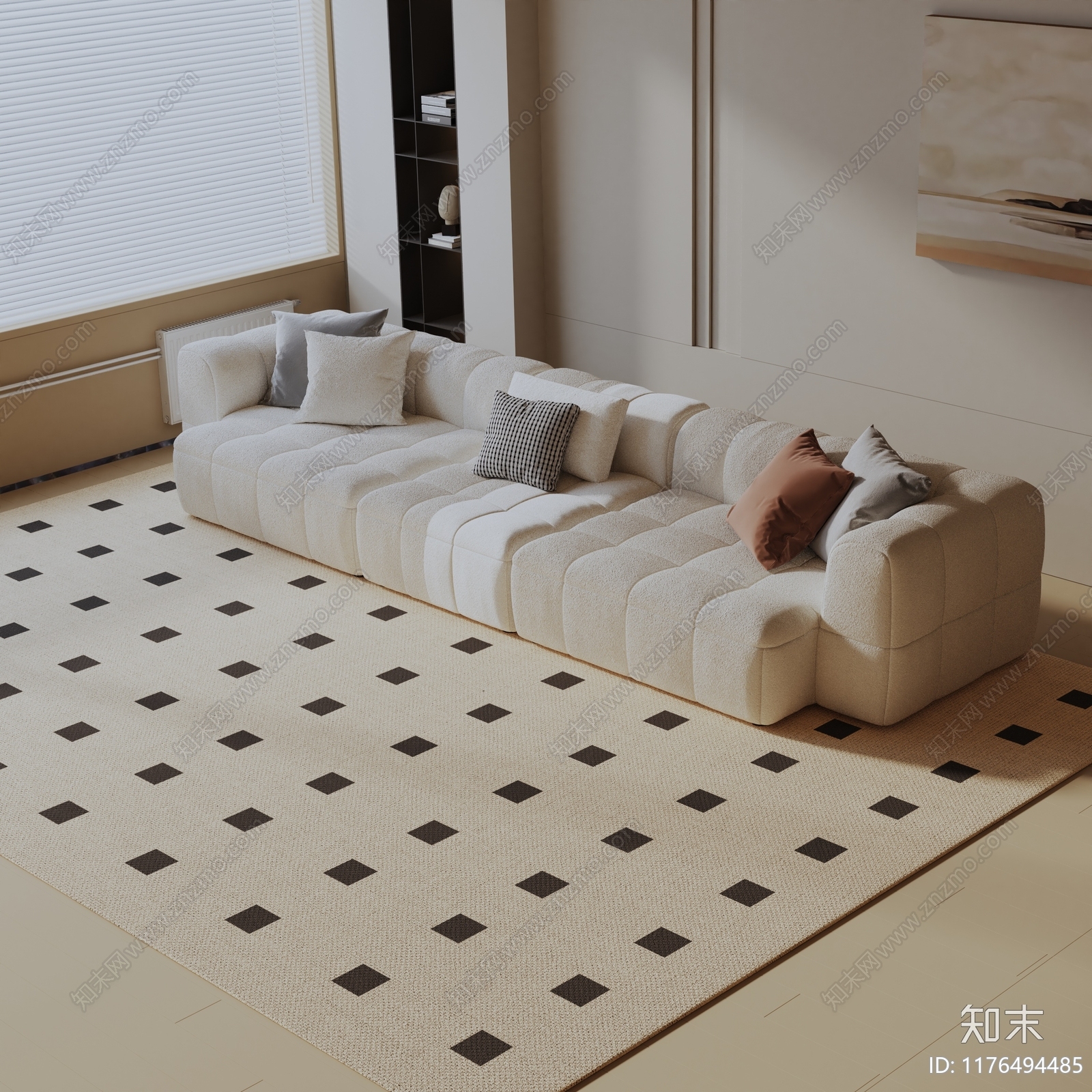 现代三人沙发3D模型下载【ID:1176494485】