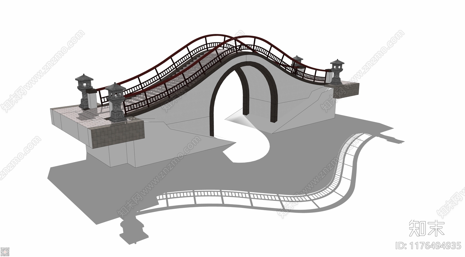 新中式大桥SU模型下载【ID:1176494935】